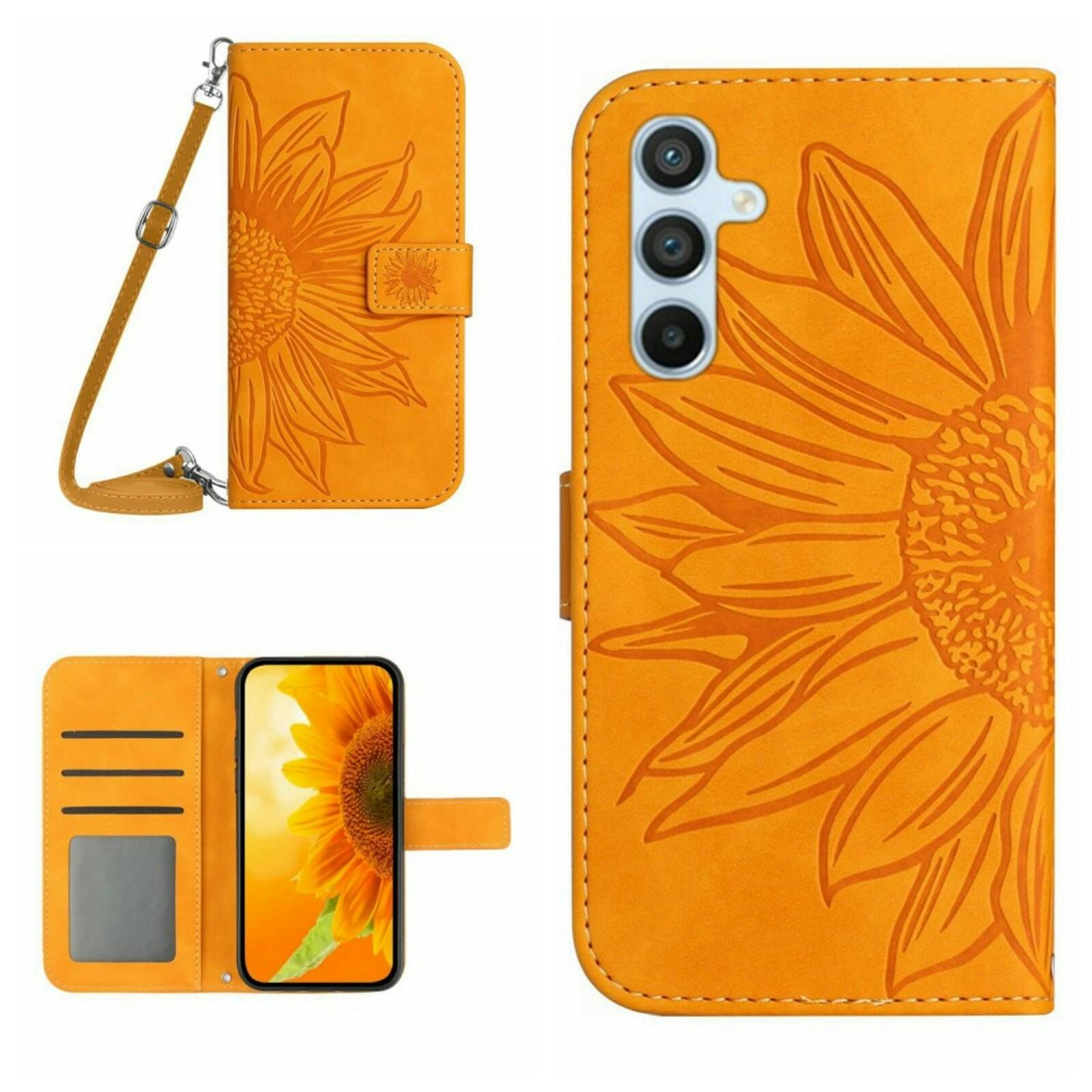 Mocaa Samsung Galaxy A35 Sunflower Bookcase met Koord Geel