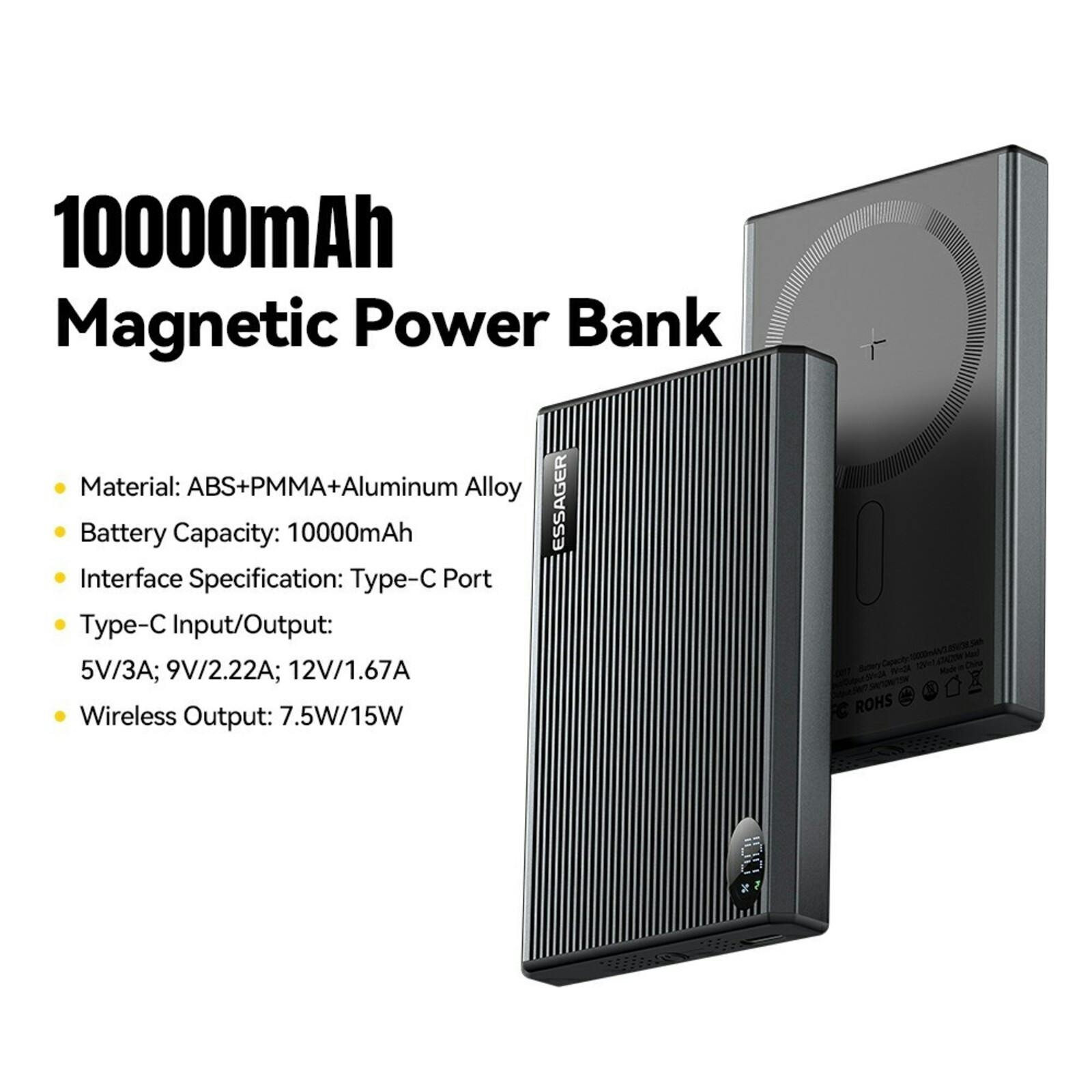 Essager MagSafe Powerbank 10.000mAh Zwart