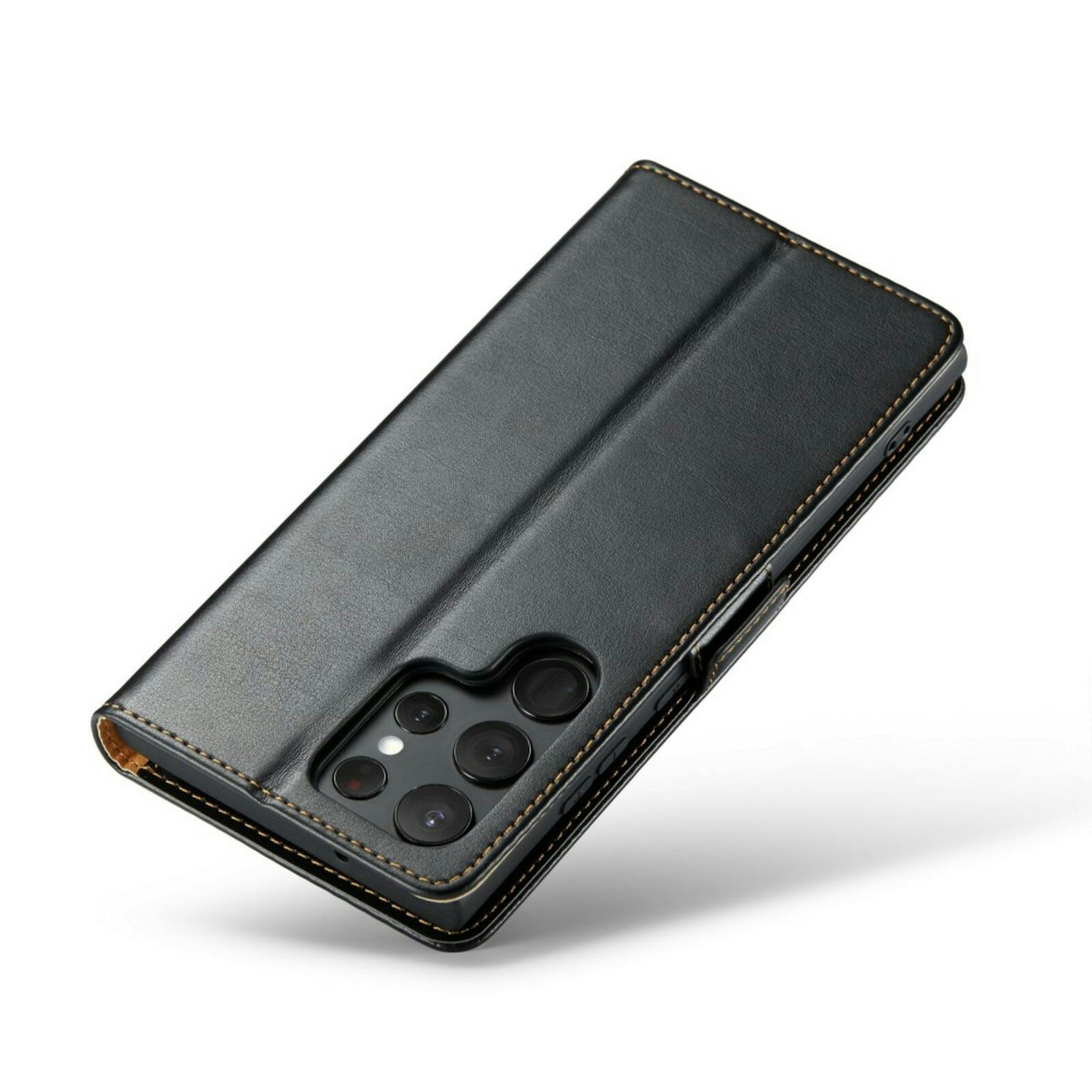 Fierre Shann Samsung Galaxy S24 Ultra Slim Wallet Hoesje Zwart