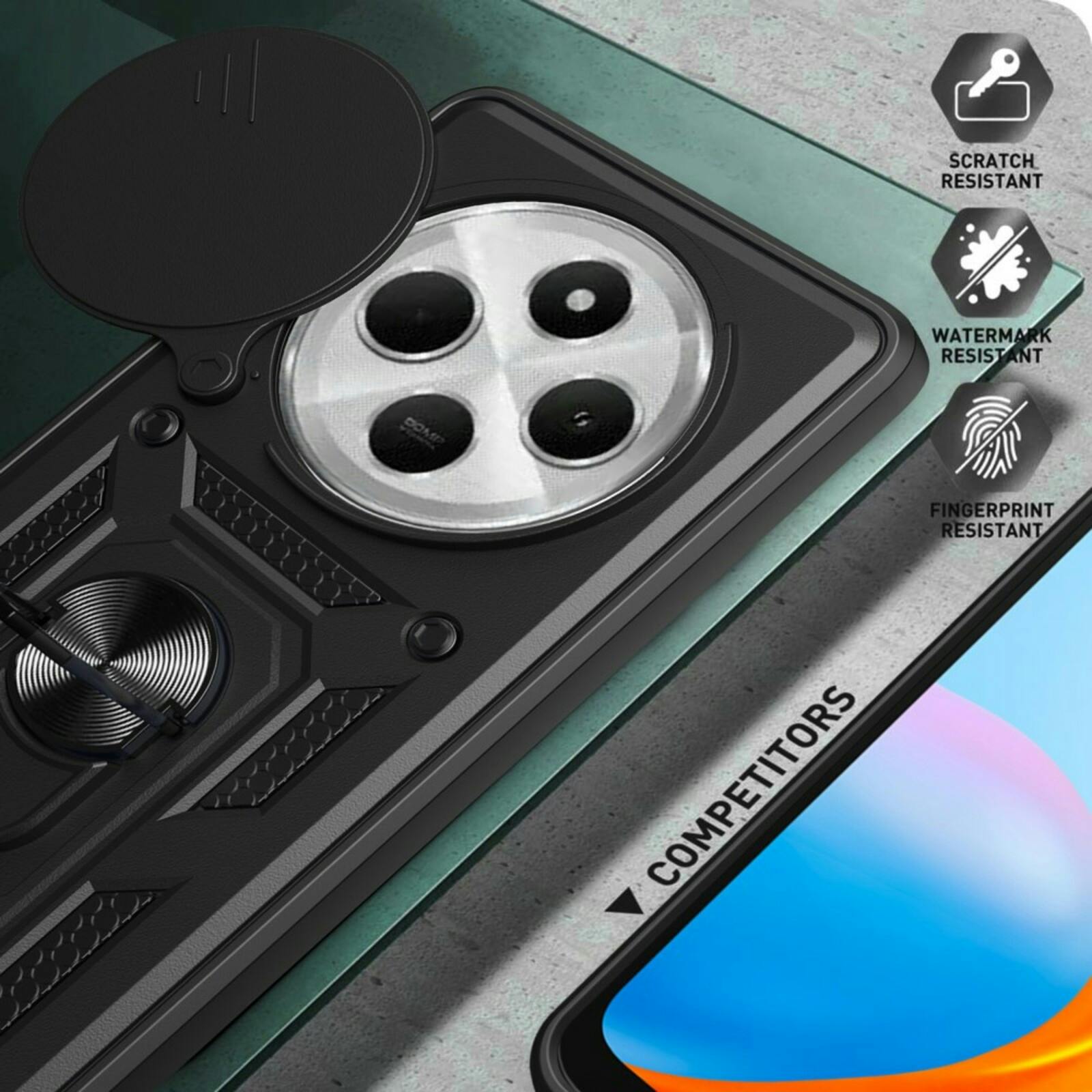 CaseBody Xiaomi Redmi 14C Shield Case met Camera-slider Zwart