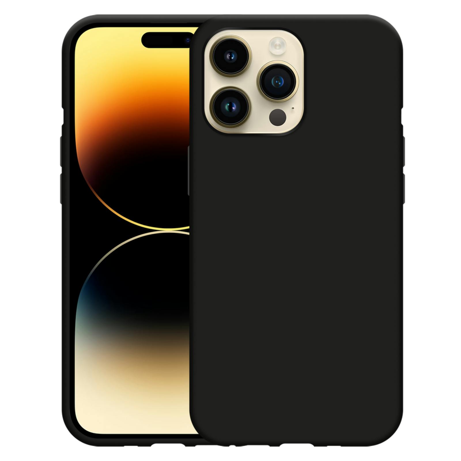 Just in Case iPhone 15 Pro Max Siliconen Hoesje Met Draagkoord Zwart