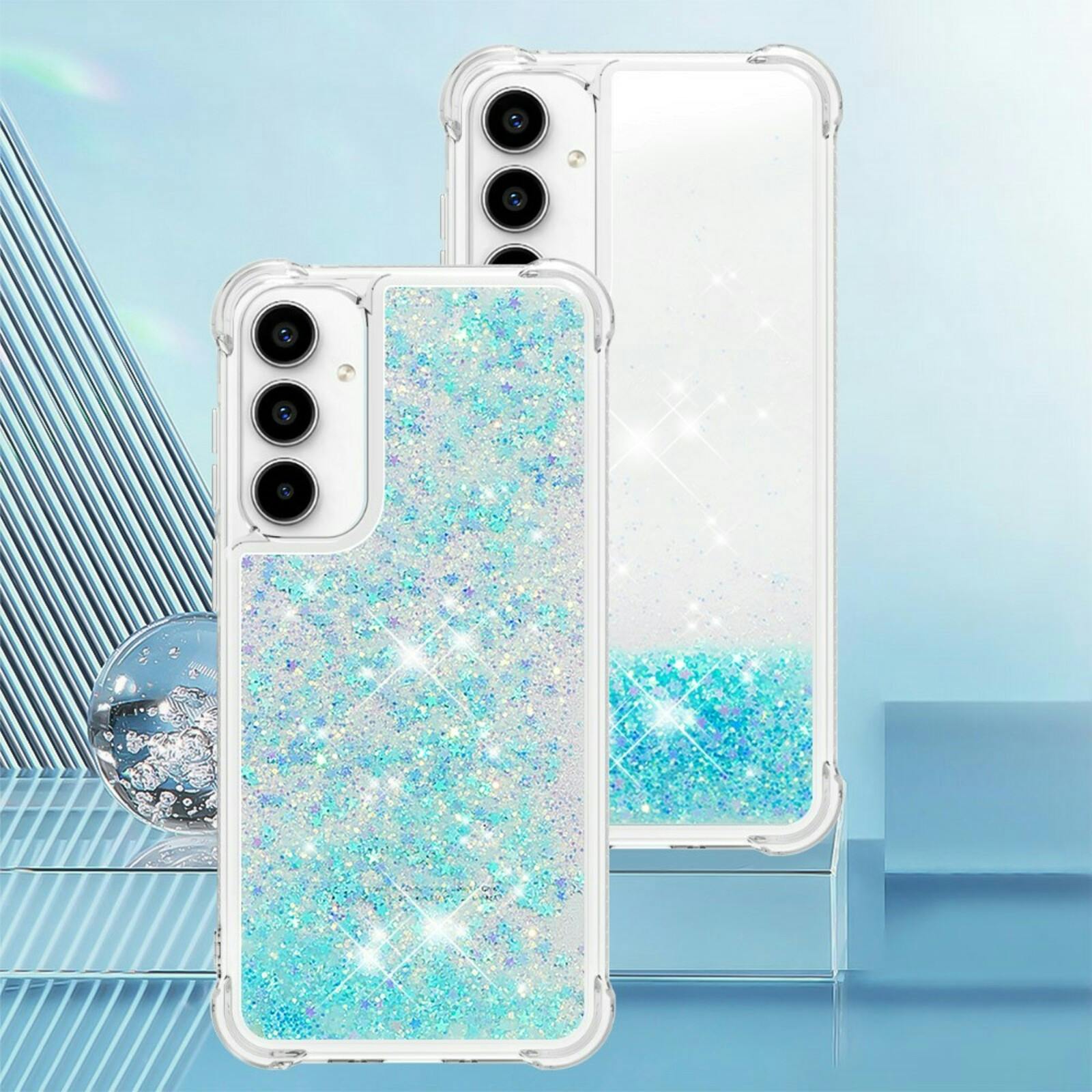 Mocaa Samsung Galaxy A55 5G Valbestendig Glitter Hoesje Blauw
