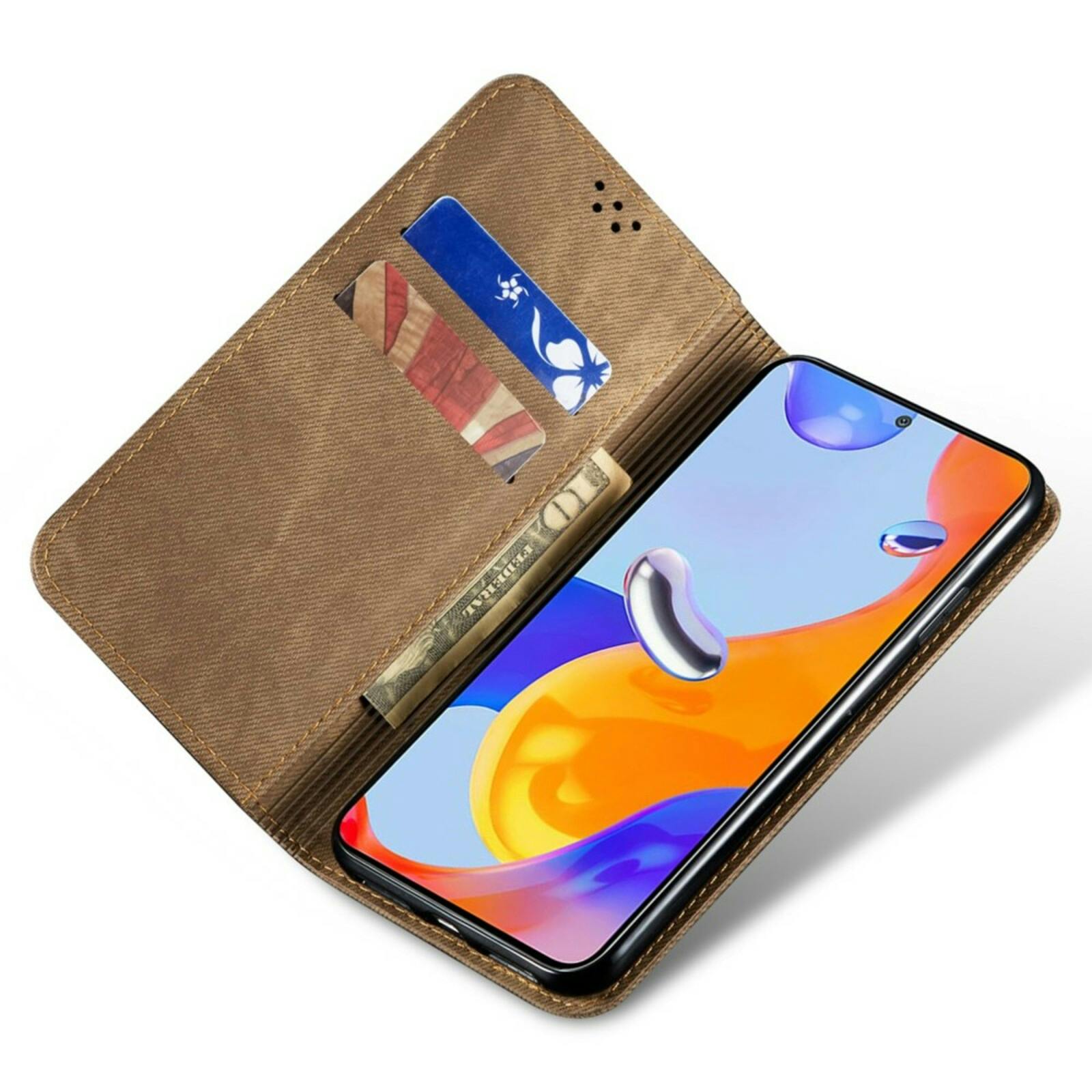 CaseBody Xiaomi Redmi Note 13 Pro Plus Denim Bookcase Bruin