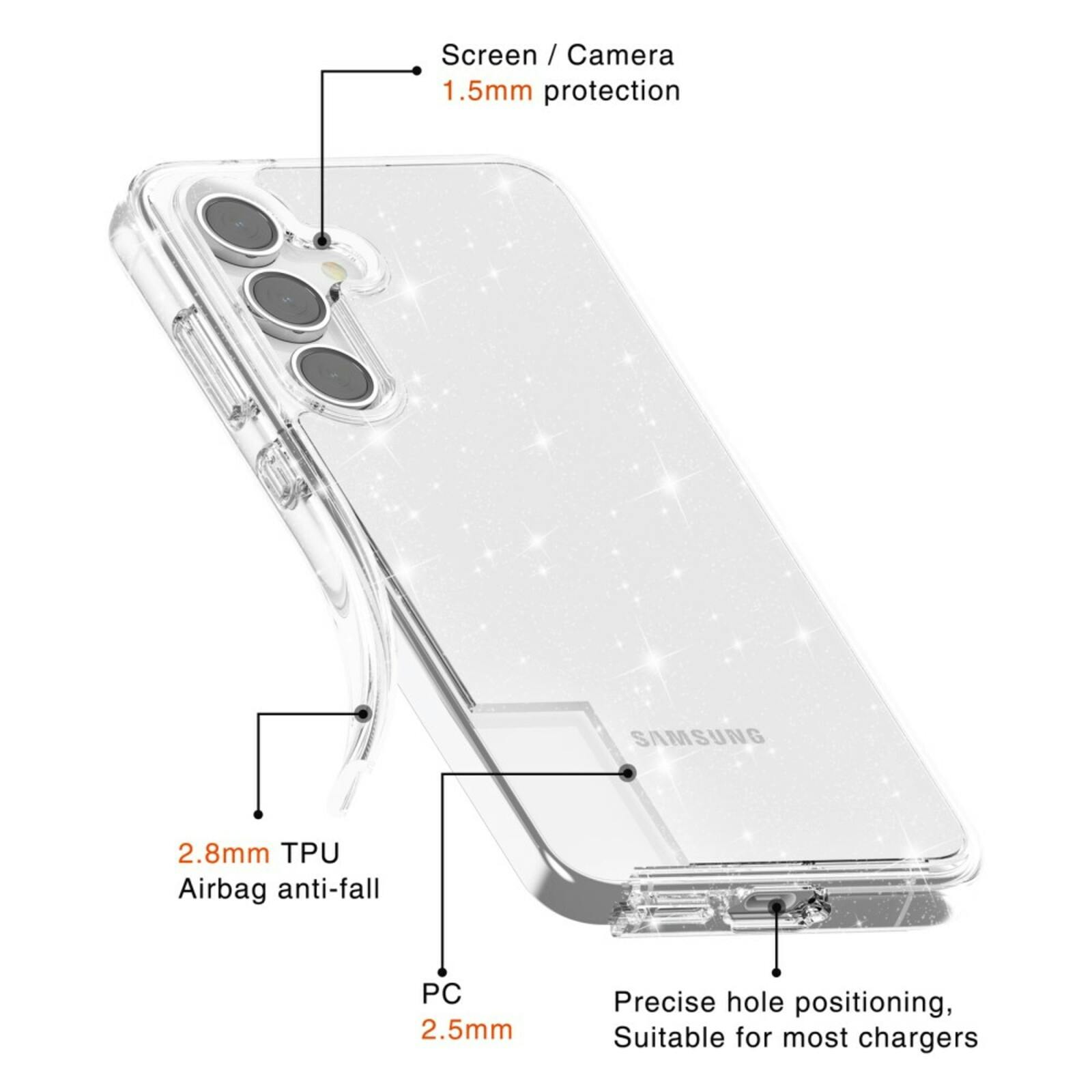 Mocaa Samsung S24 FE Glitz Beschermhoesje Transparant