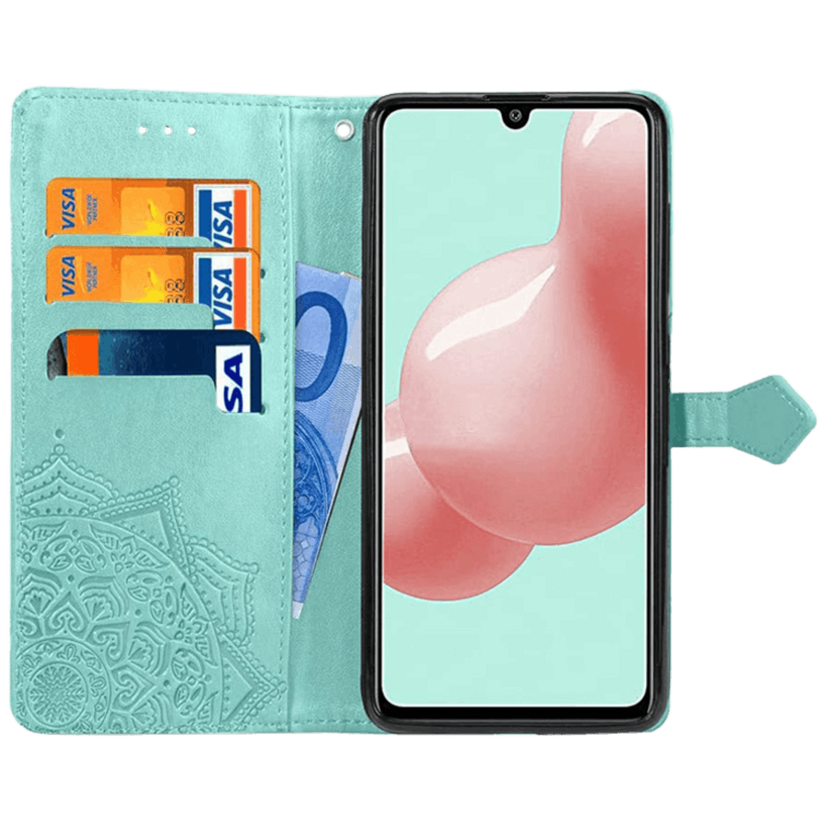 Comfycase Samsung Galaxy A41 Mandala Booklet Telefoonhoesje Groen