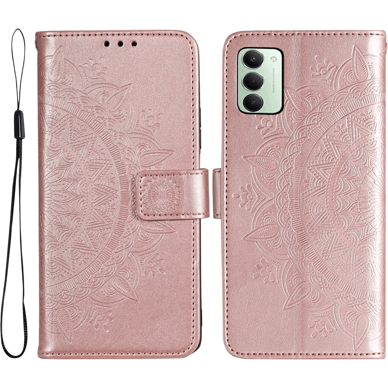 Comfycase Xiaomi Redmi 15 5G Mandala Wallet Roze - Voorkant