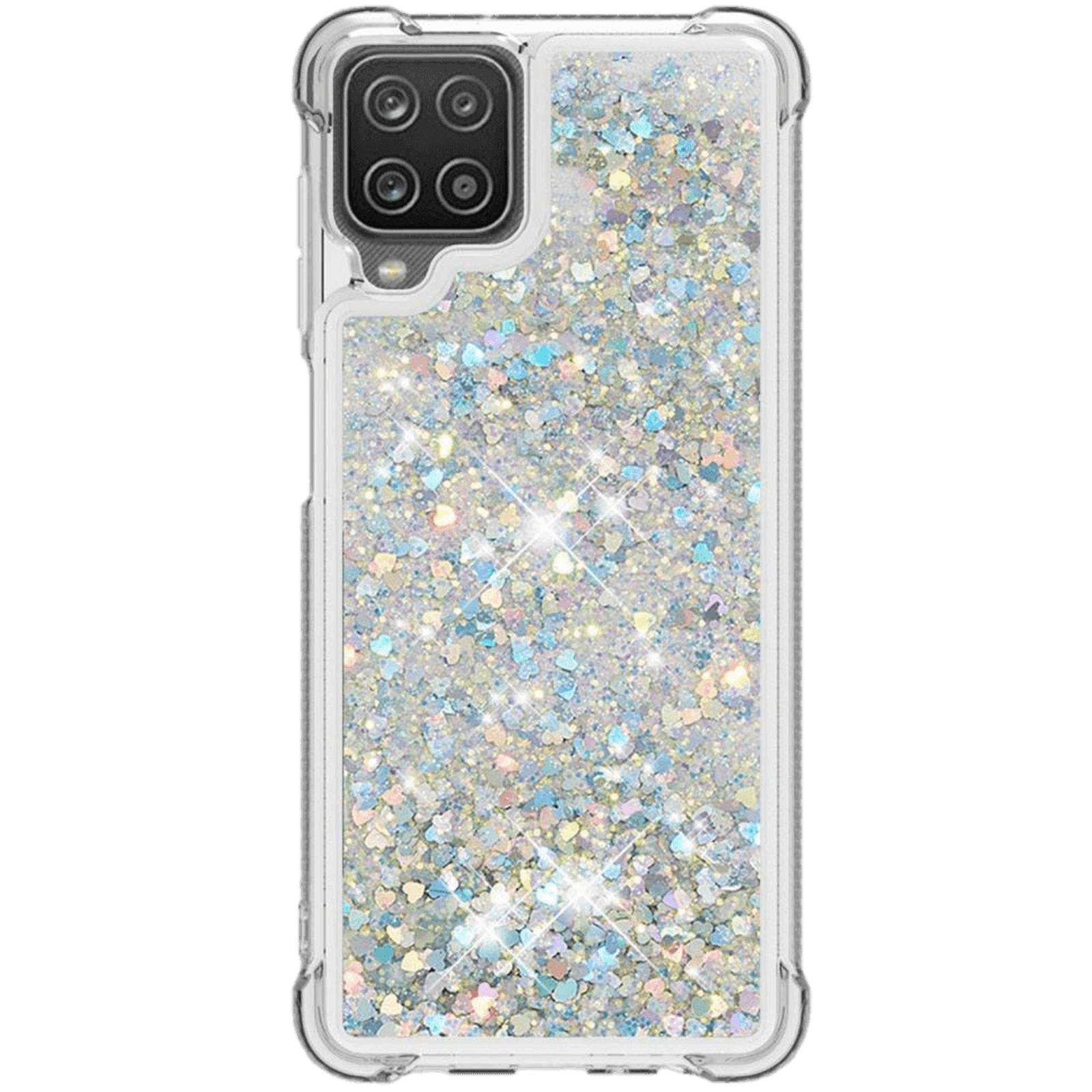 Mocaa Samsung Galaxy A12 Valbestendig Glitter Hoesje Zilver