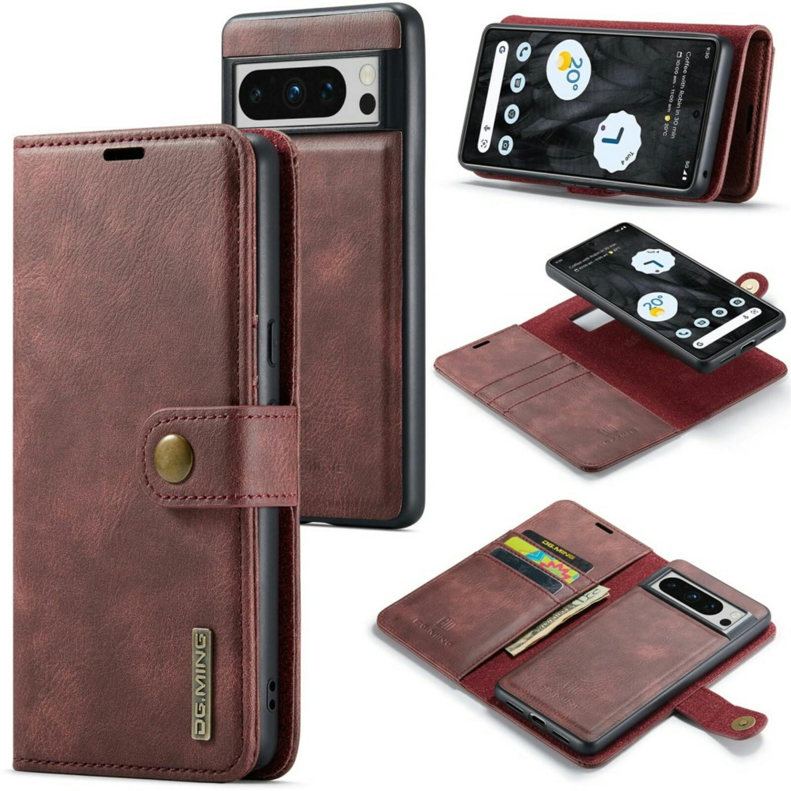 DG.MING Google Pixel 8 Pro Lederen 2-in-1 Wallet Hoesje Rood