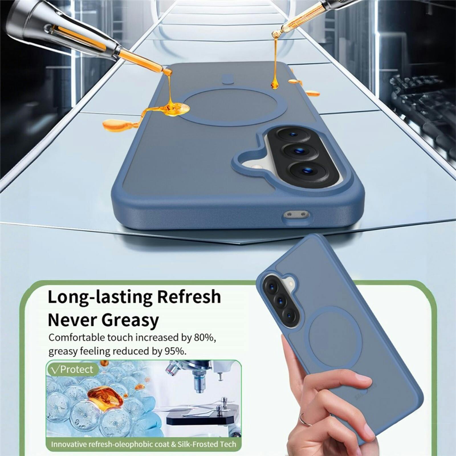 CaseBody Samsung Galaxy A57 Slim Anti-Shock MagSafe Hoesje Blauw