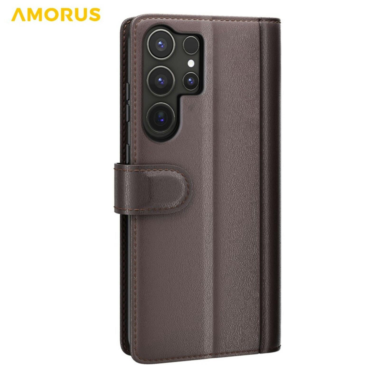 Amorus Samsung Galaxy S26 Ultra Luxe Lederen Bookcase Bruin