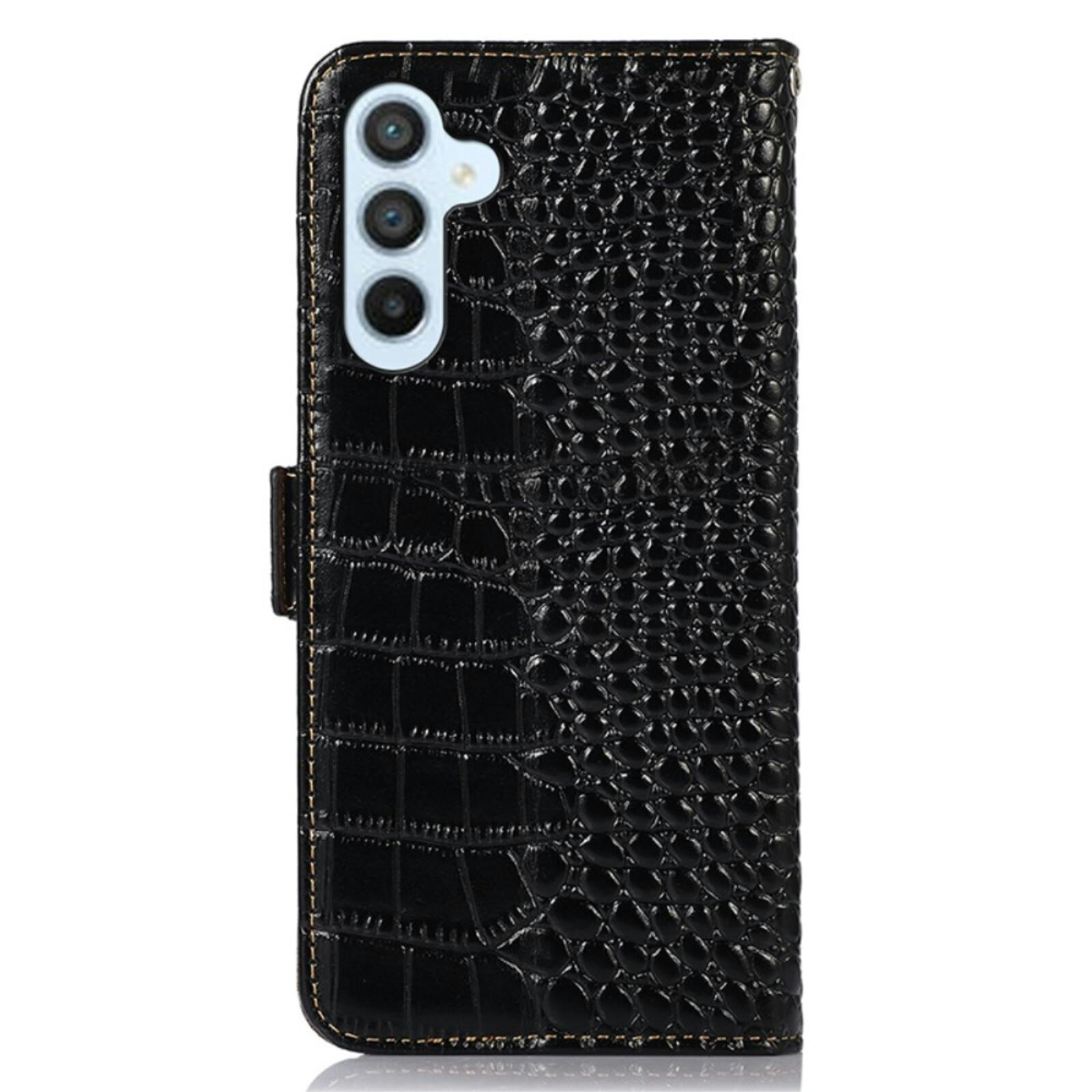 Mocaa Samsung Galaxy S25 / S24 Croco Book Case Leer Zwart