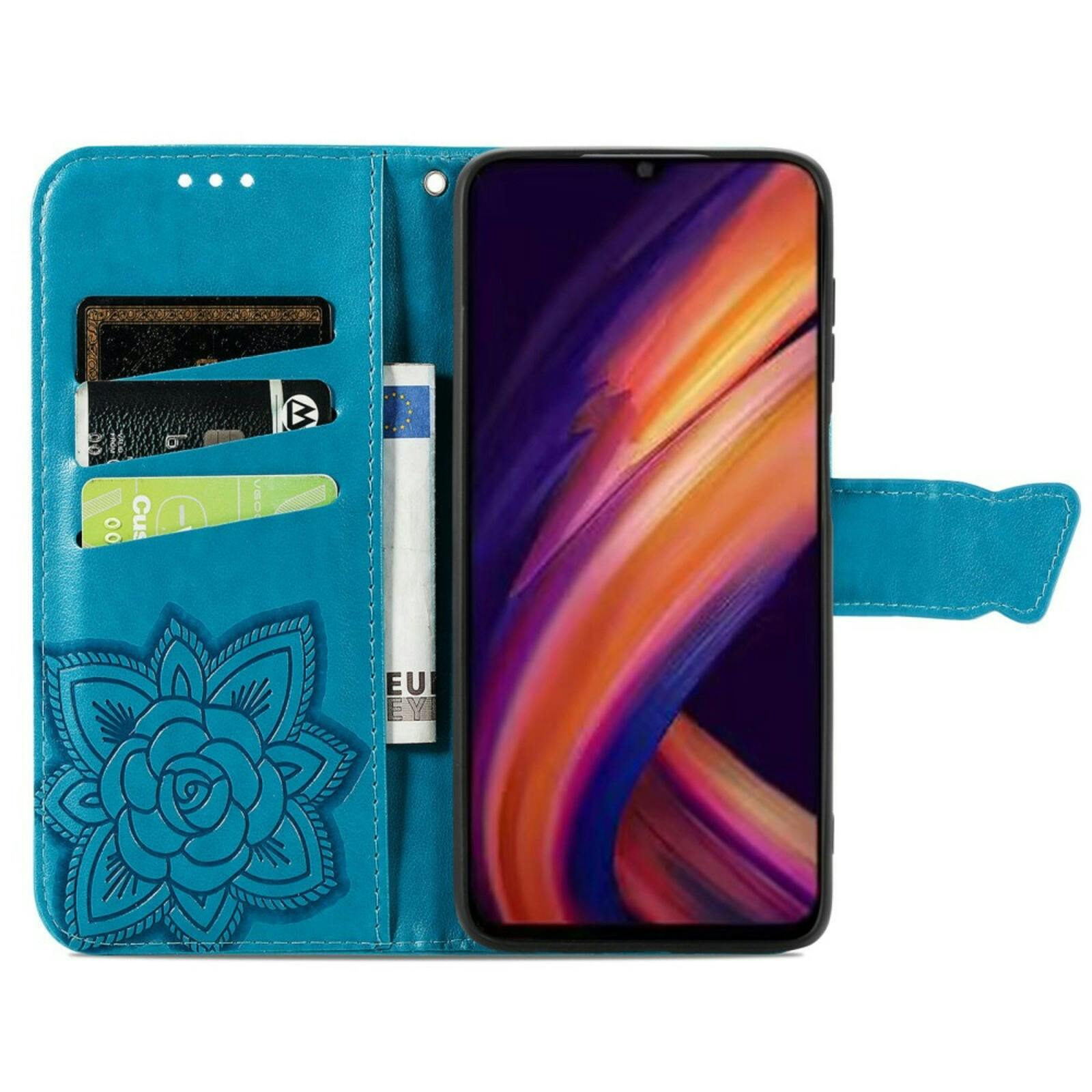 Comfycase Samsung A55 Butterfly Gravure Book Hoesje Blauw