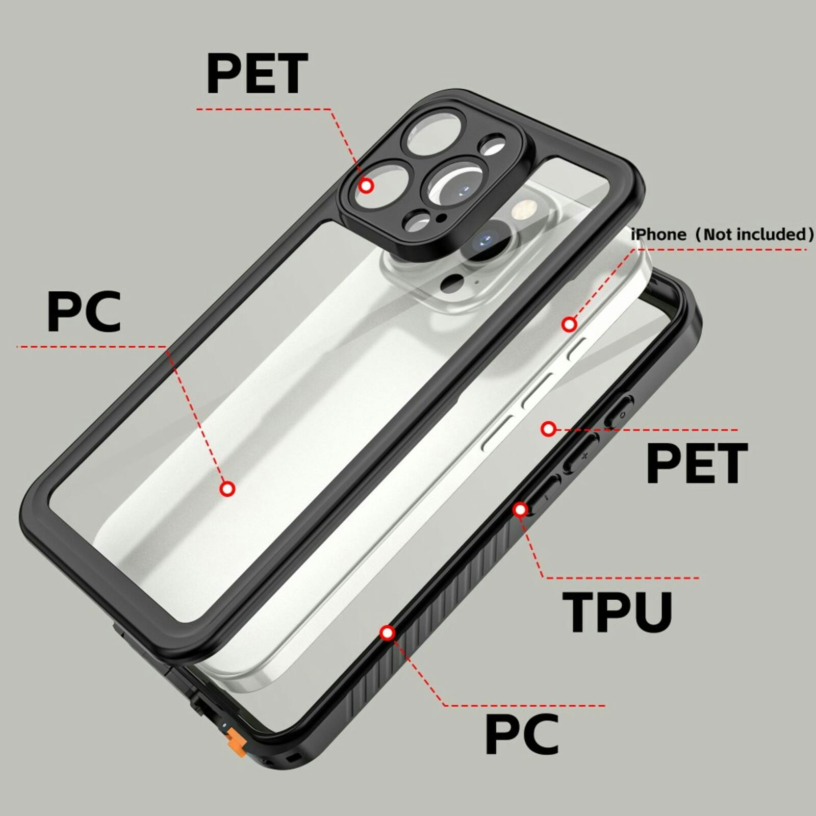 REDPEPPER iPhone 16 Pro FS Series Waterproof Hoesje Zwart