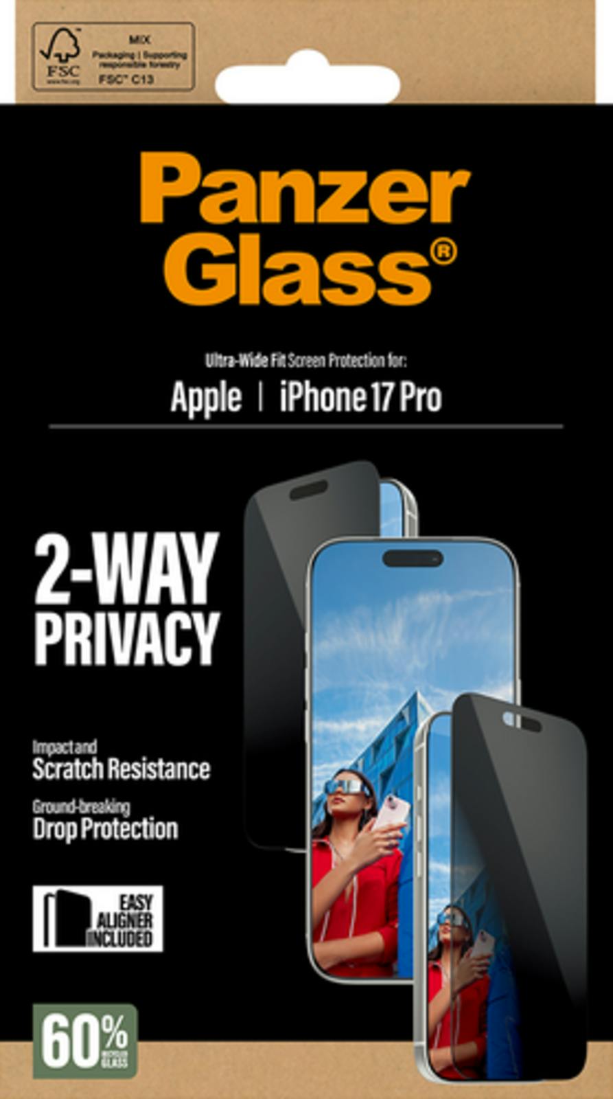 PanzerGlass iPhone 17 Pro Ultra-Wide Fit Screenprotector Privacy