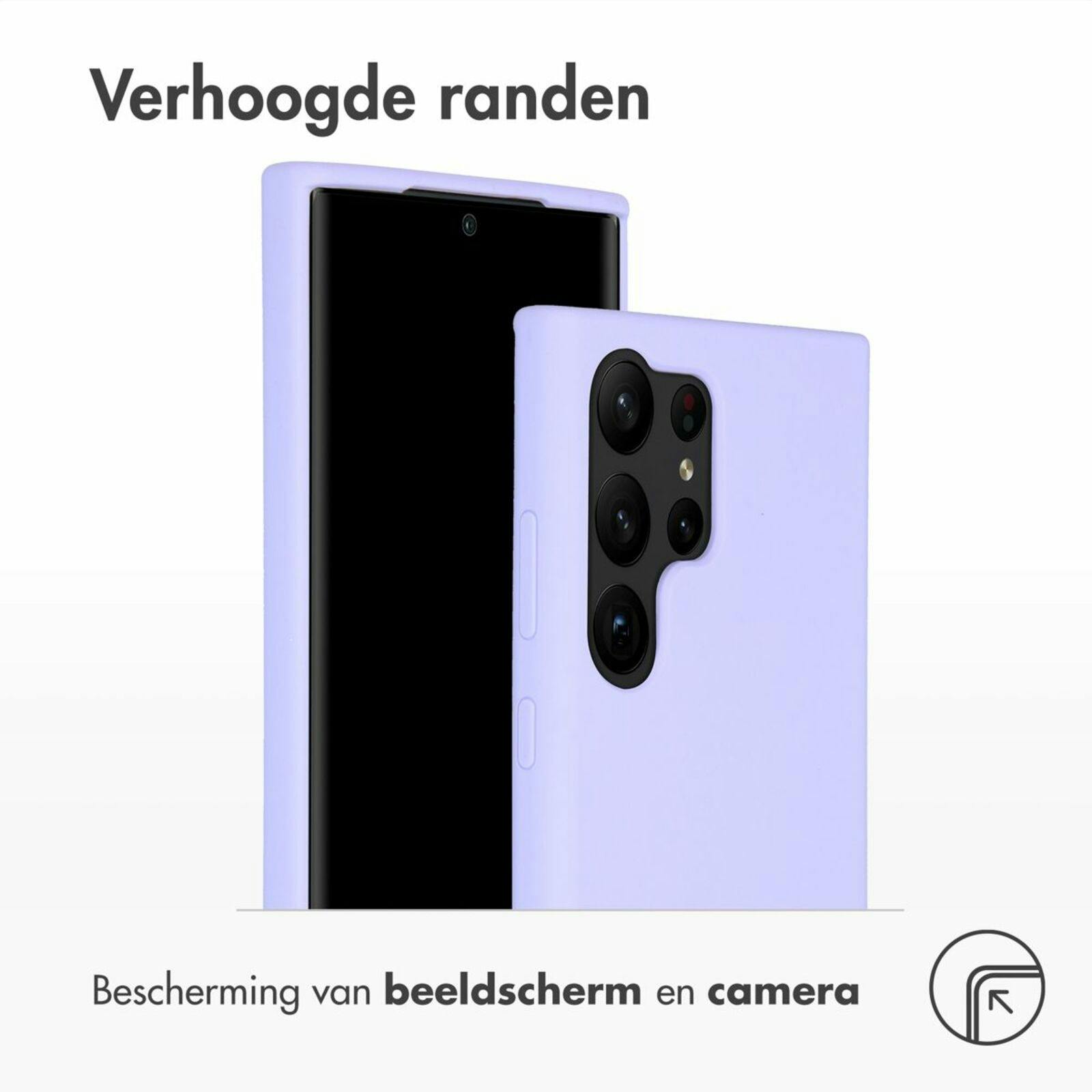 Accezz Galaxy S23 Ultra Liquid Siliconen Hoesje Paars - Voorkant & achterkant