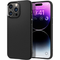 Spigen iPhone 14 Pro Liquid Air Hoesje Zwart - Voorkant & achterkant