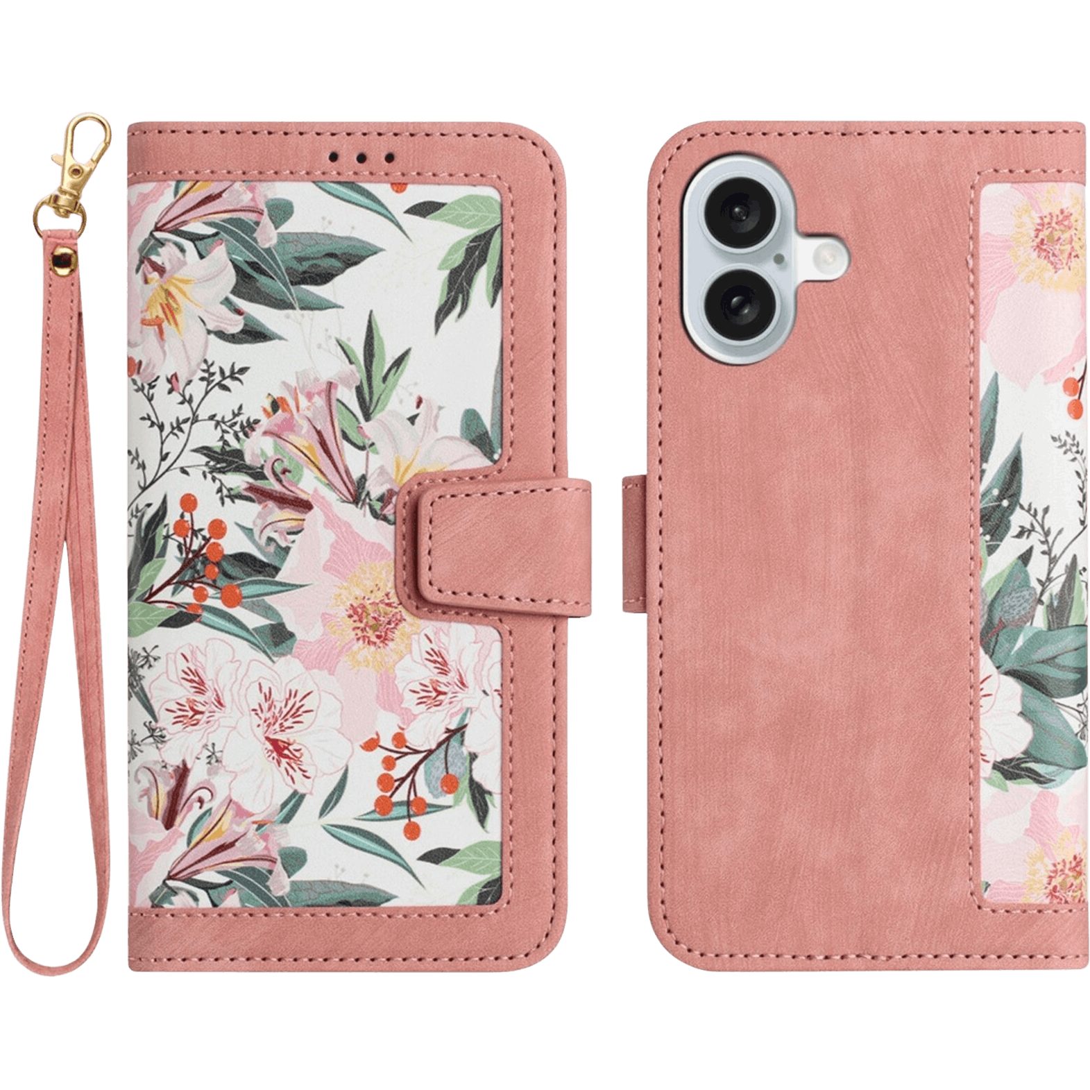 Mocaa Apple iPhone 16 Floral Series Bookcase Roze