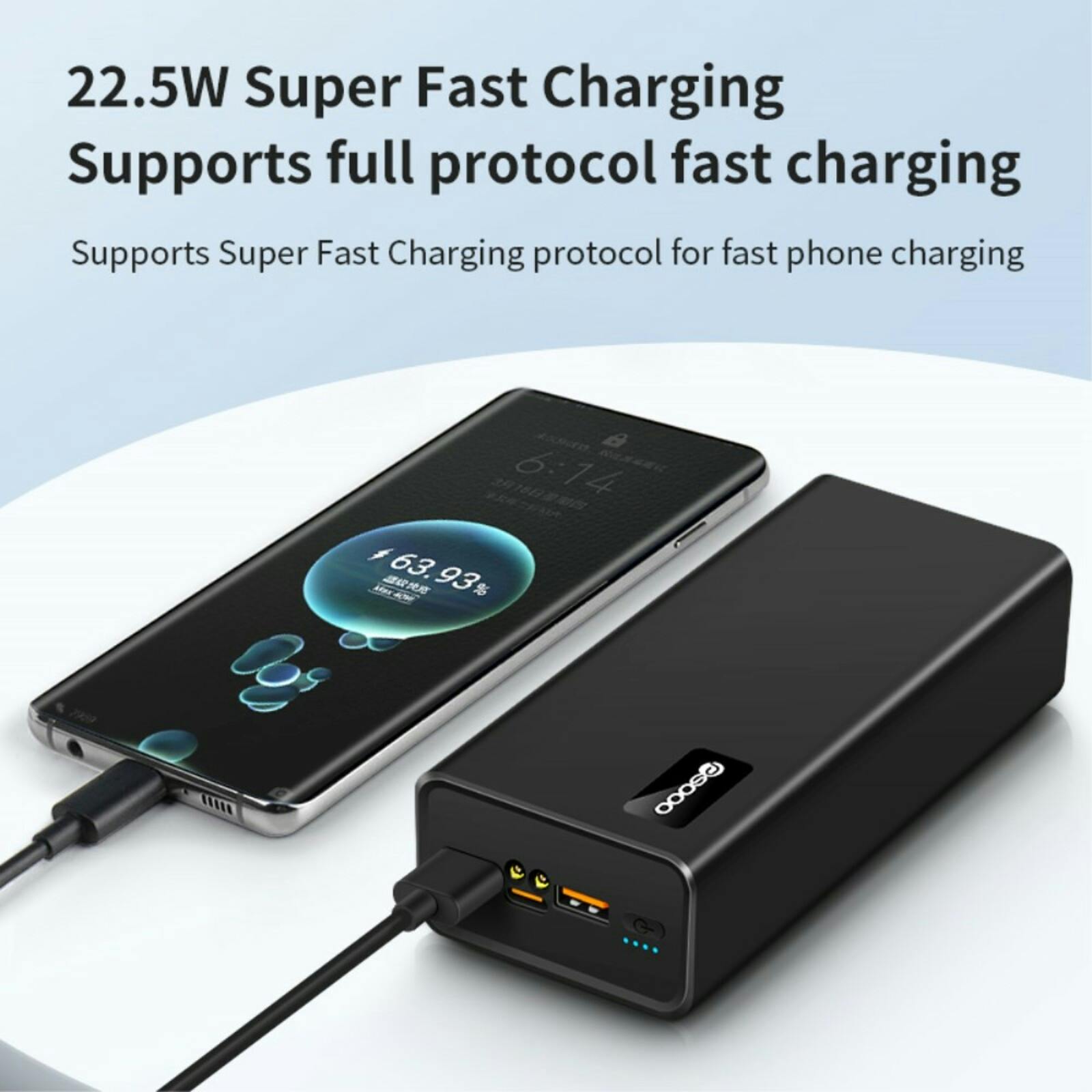 PSOOO 30.000mAh 65W Laptop Charging Station Zwart 30.000 mAh
