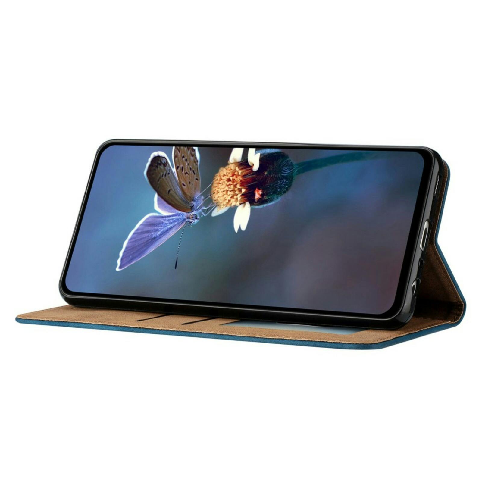 Comfycase Samsung Galaxy A52(s) Vlinder Suède Portemonnee Hoesje Blauw