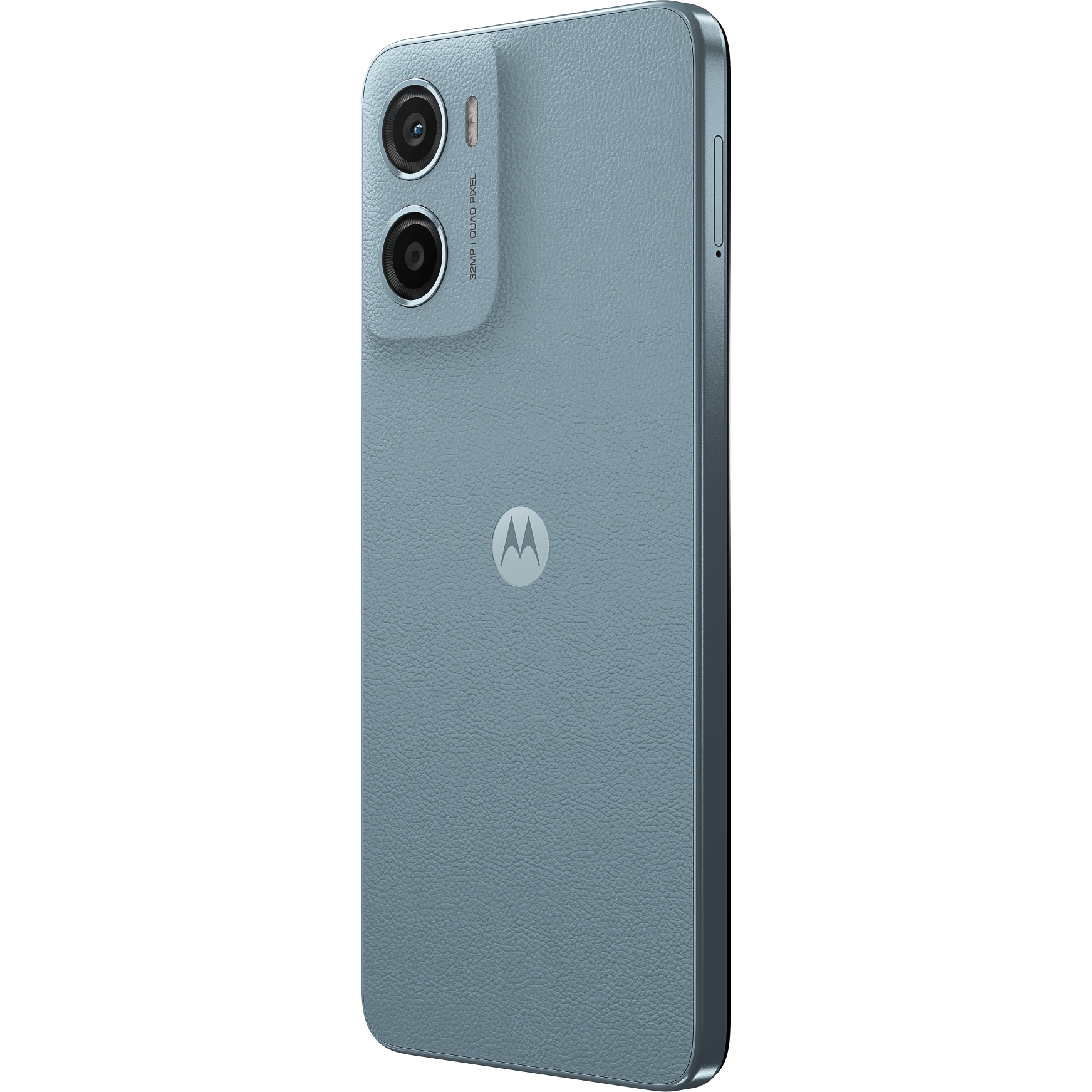 Motorola Moto E15 Misty Blue - Aanzicht vanaf rechts