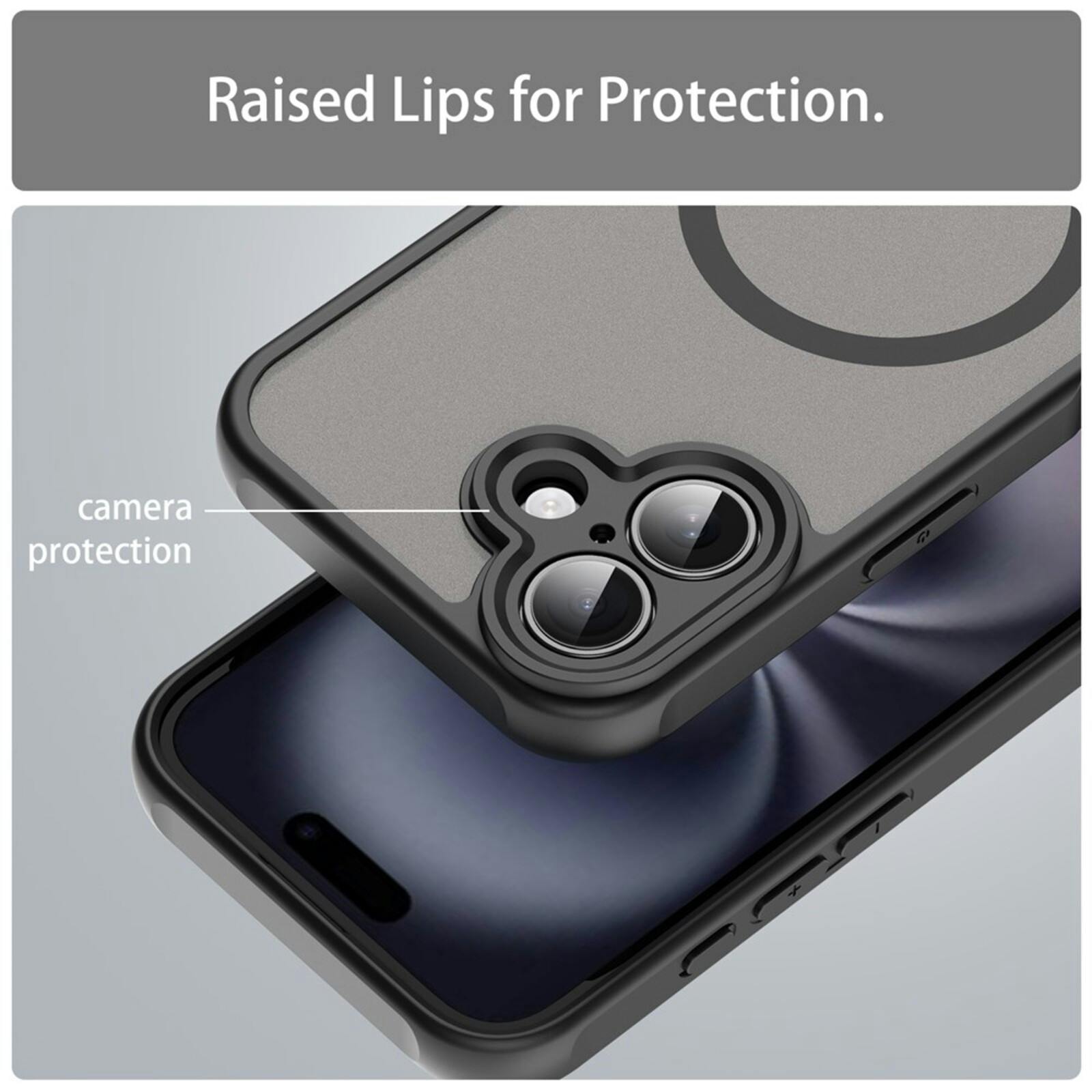 Mocaa Apple iPhone 16 Slim Anti-Shock MagSafe Hoesje Zwart