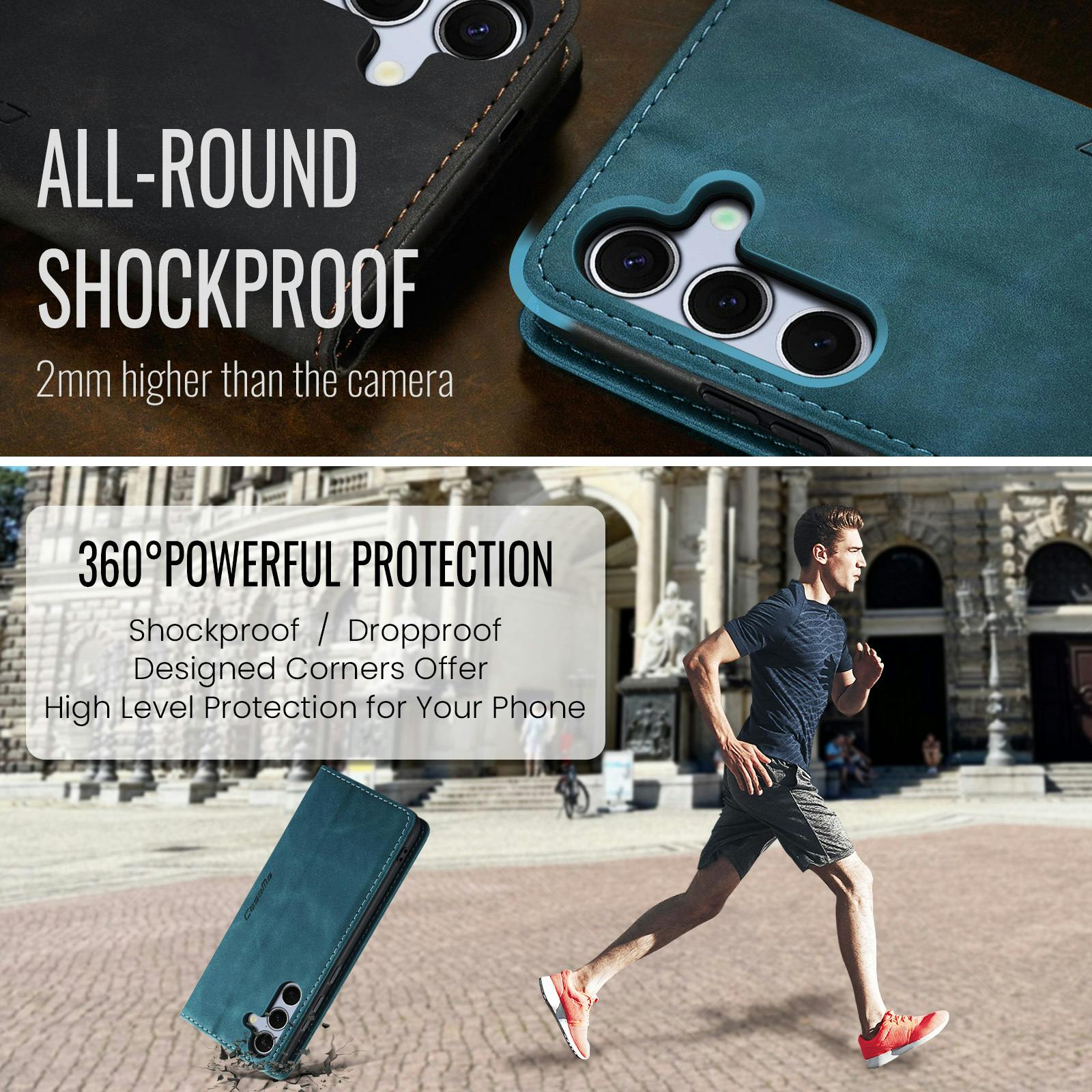 Caseme Samsung Galaxy S25 FE Business Bookcase Hoesje Blauw