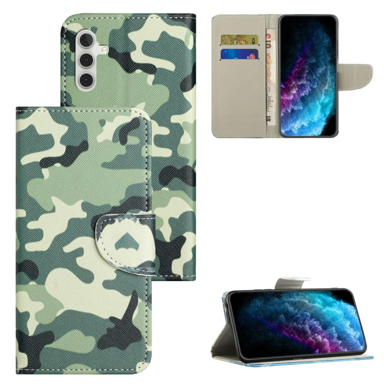 Comfycase Samsung Galaxy A36 Bookcase Hoesje Camouflage Groen