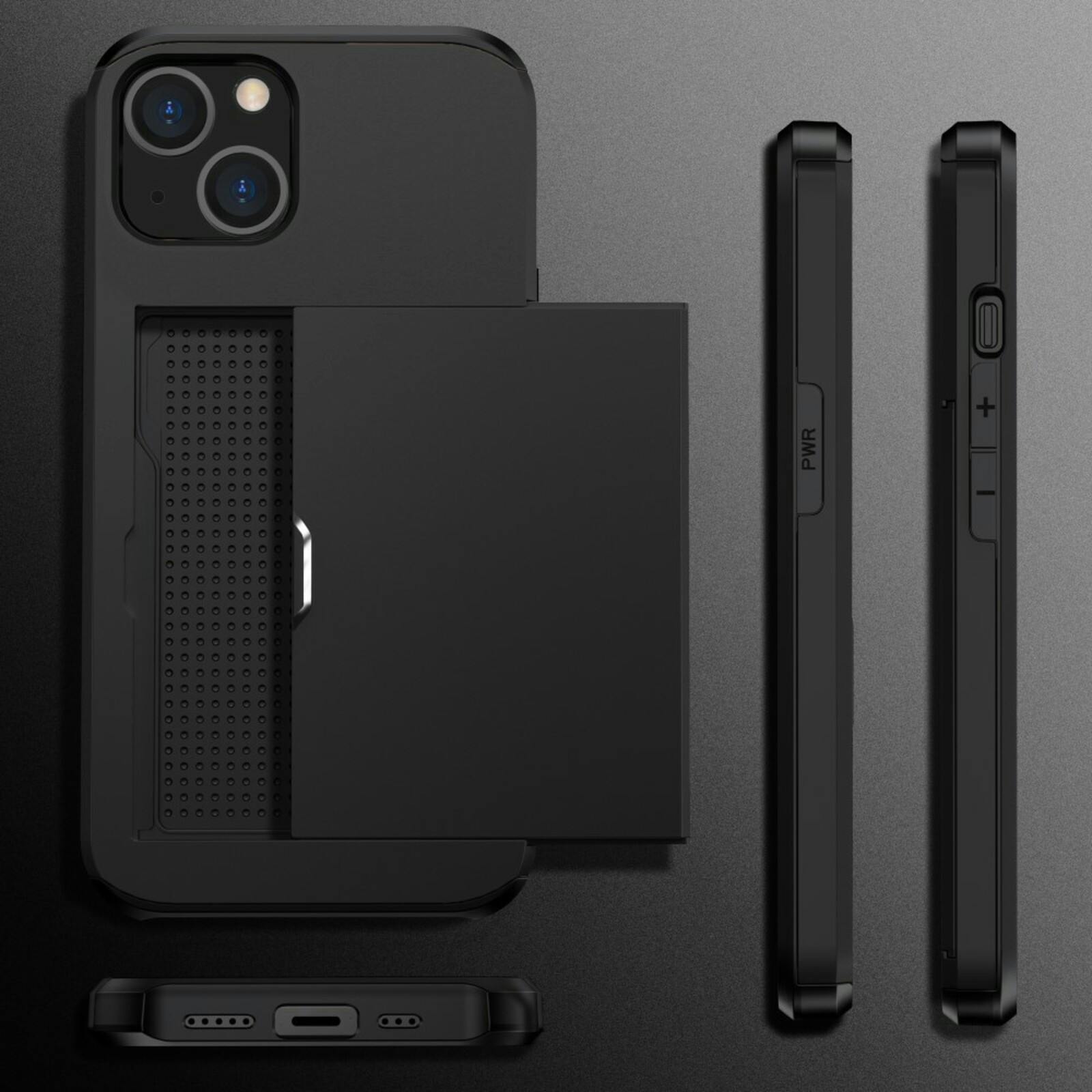 Slide Case Apple iPhone 15 Hoesje Met Pashouder Zwart