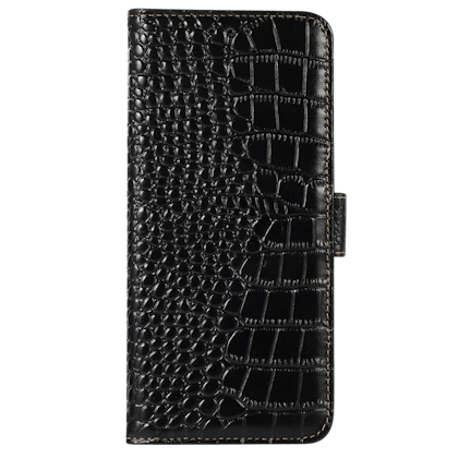 Mocaa Samsung Galaxy A35 Croco Book Case Leer Zwart