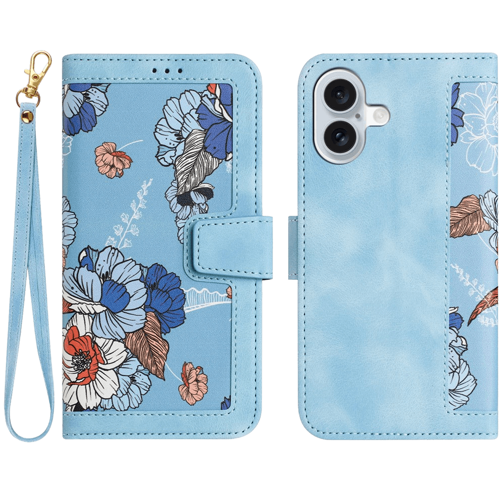 Mocaa Apple iPhone 17 Floral Series Bookcase Blauw