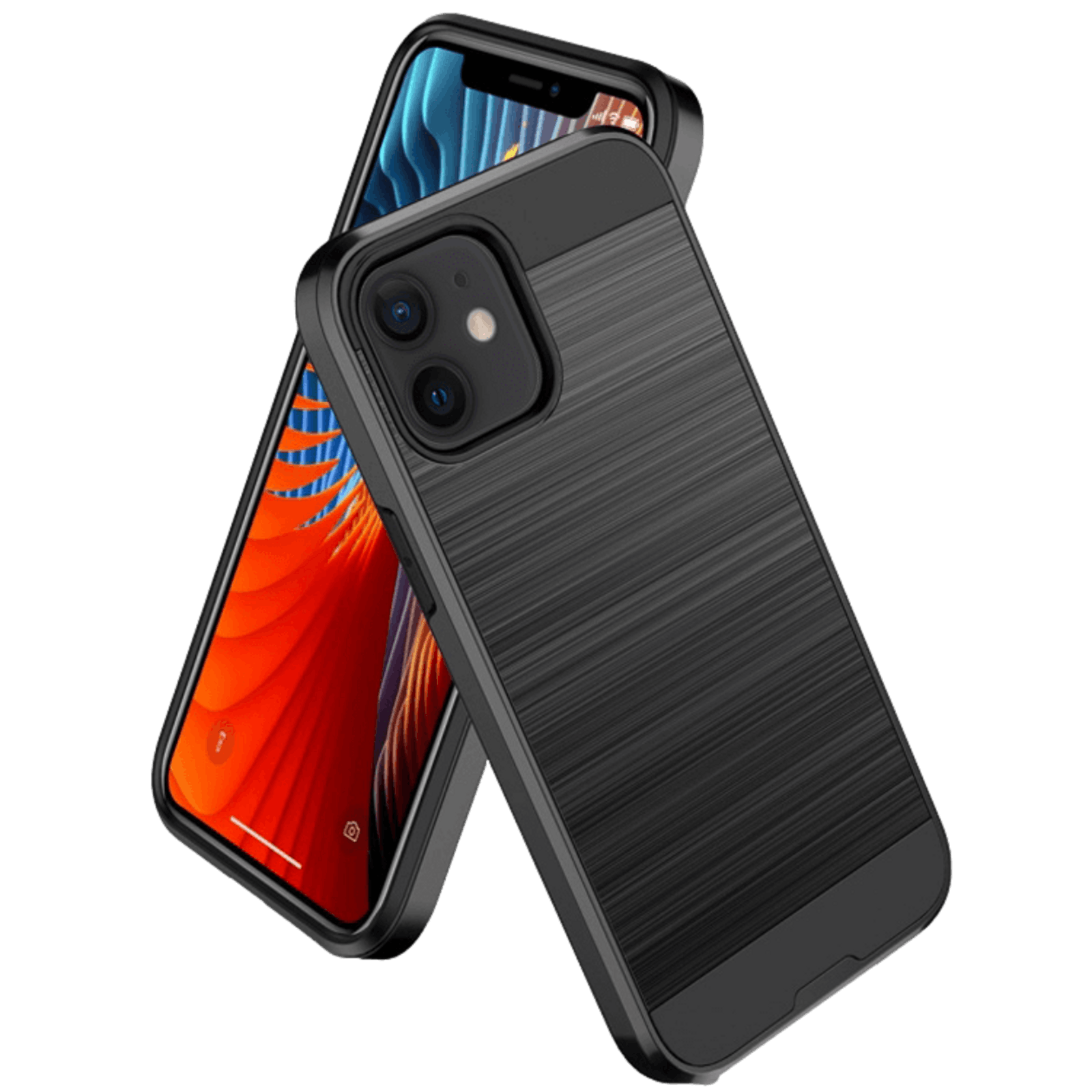 CaseBody Iphone 12 Mini Stevig Dual Layer Beschermhoesje Zwart