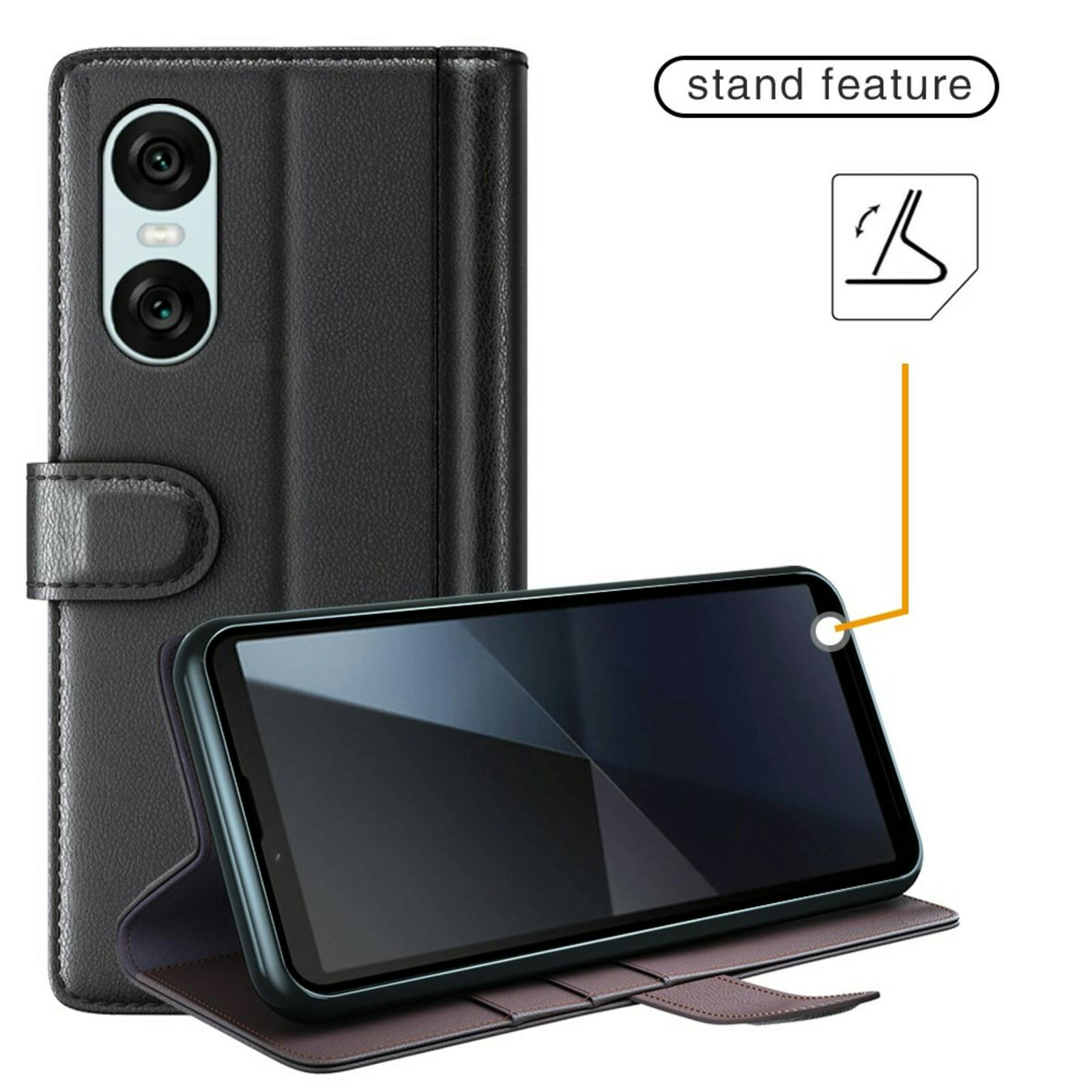 Fonexio Sony Xperia 10 VI Luxe Lederen Book Case Zwart