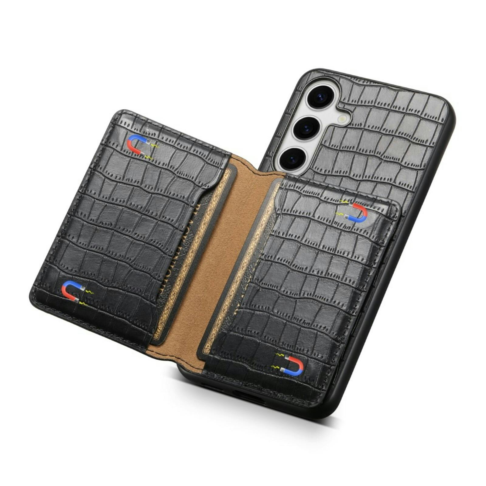 Mocaa Samsung Galaxy S24 Plus Card Holder Backcover Croc Zwart