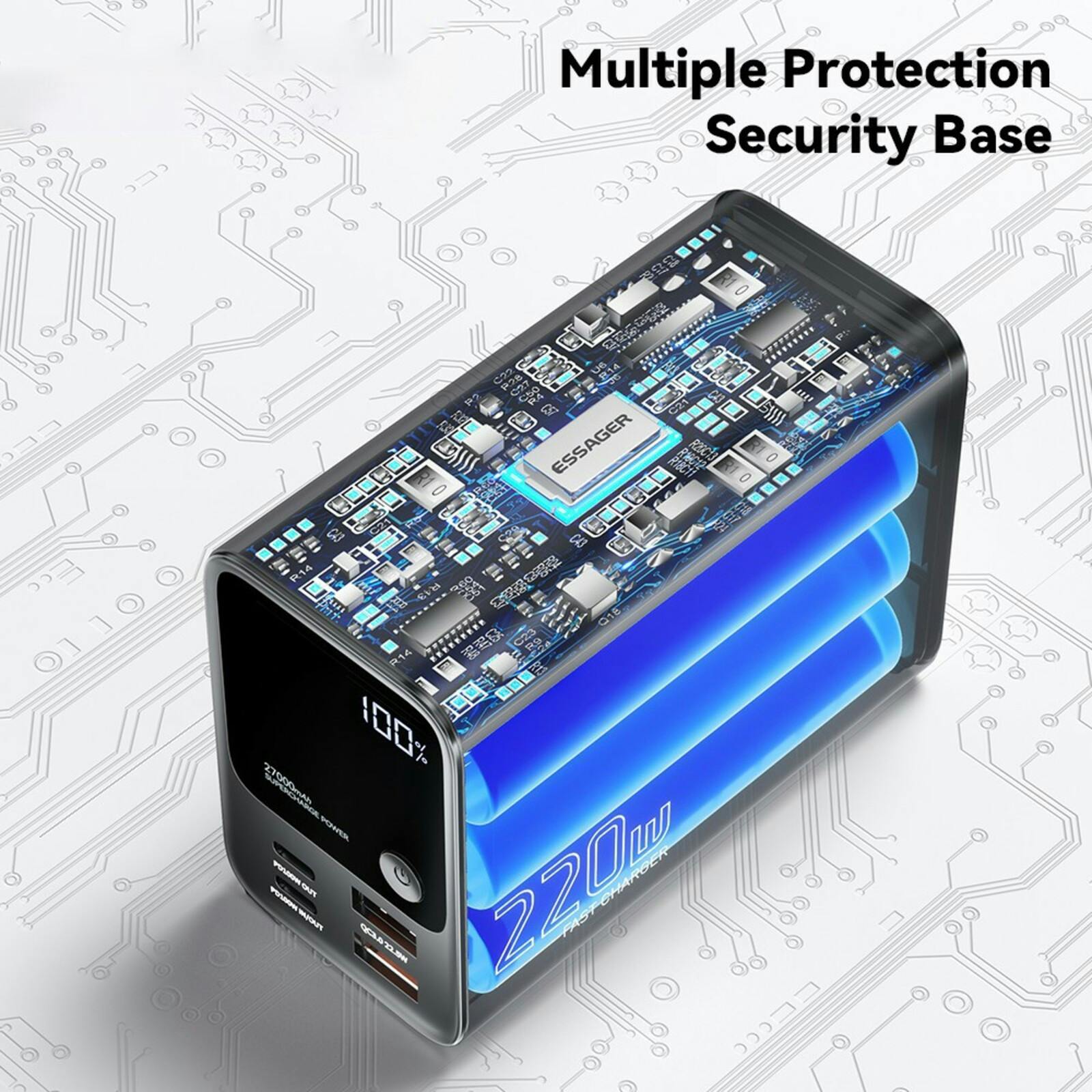 Essager 220W Portable Power Supply Station Grijs 27.000 mAh