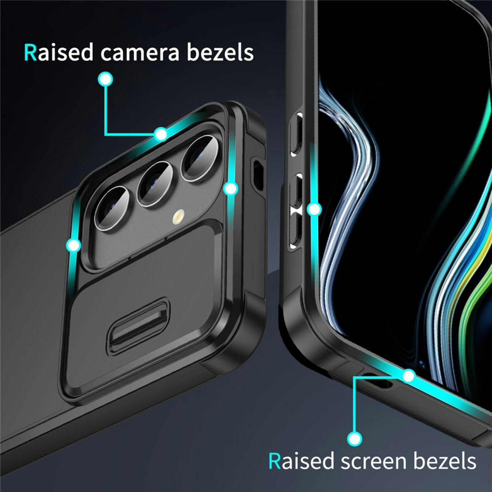 CaseBody Samsung Galaxy A17 Shield Case met Camera-schuif Zwart