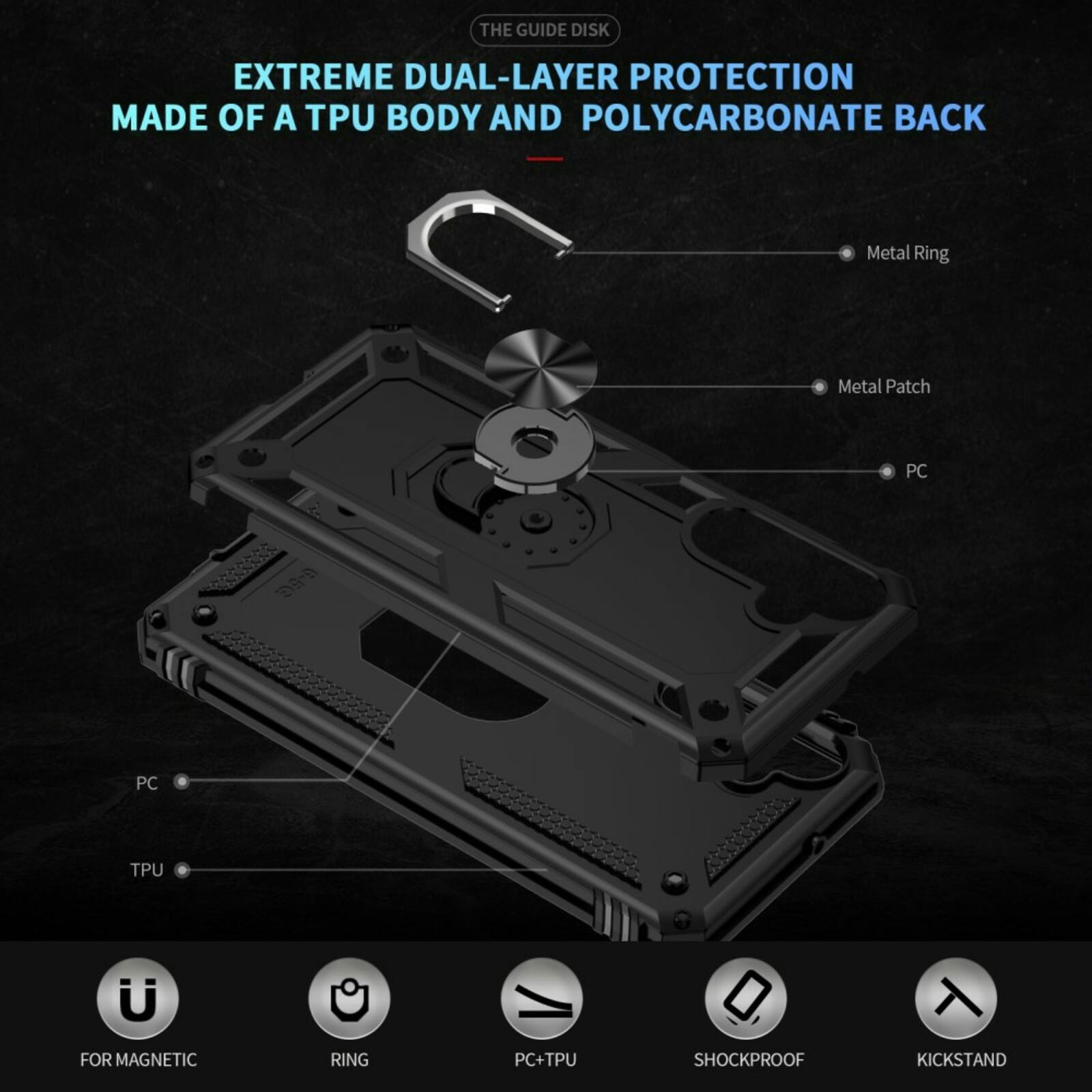 CaseBody Samsung Galaxy A16 Shield Case Zwart