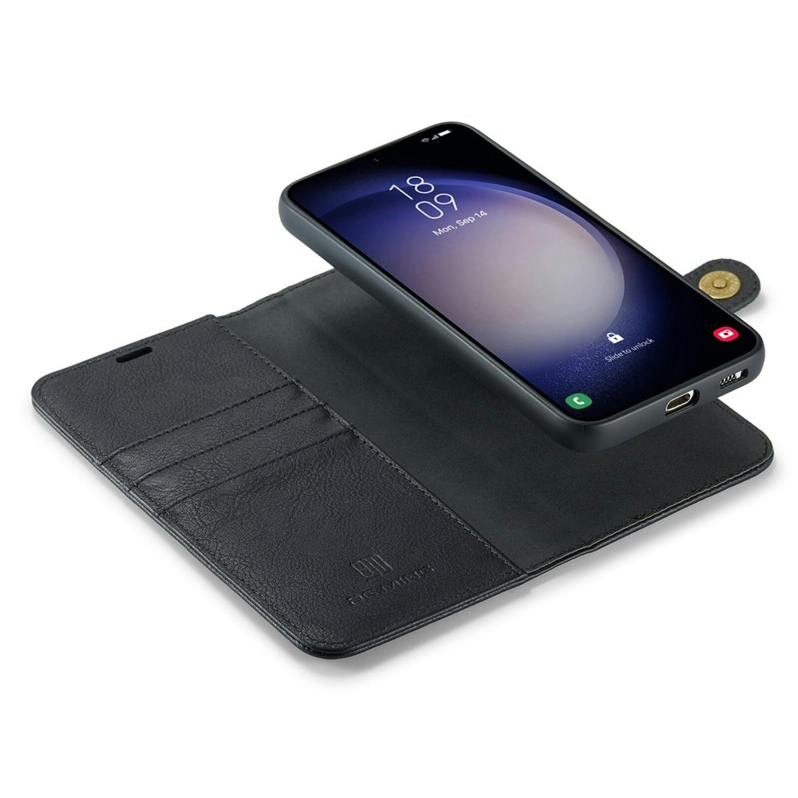 DG.MING Samsung Galaxy S25 Lederen 2-in-1 Wallet Hoesje Zwart