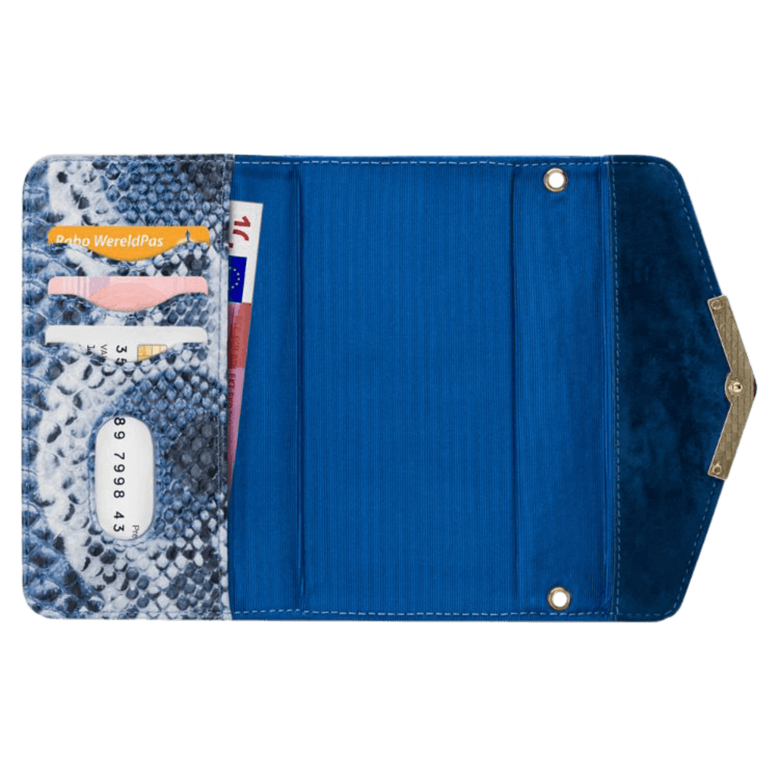 Mobilize Samsung Galaxy A20e Velvet Clutch Royal Blue Snake Blauw