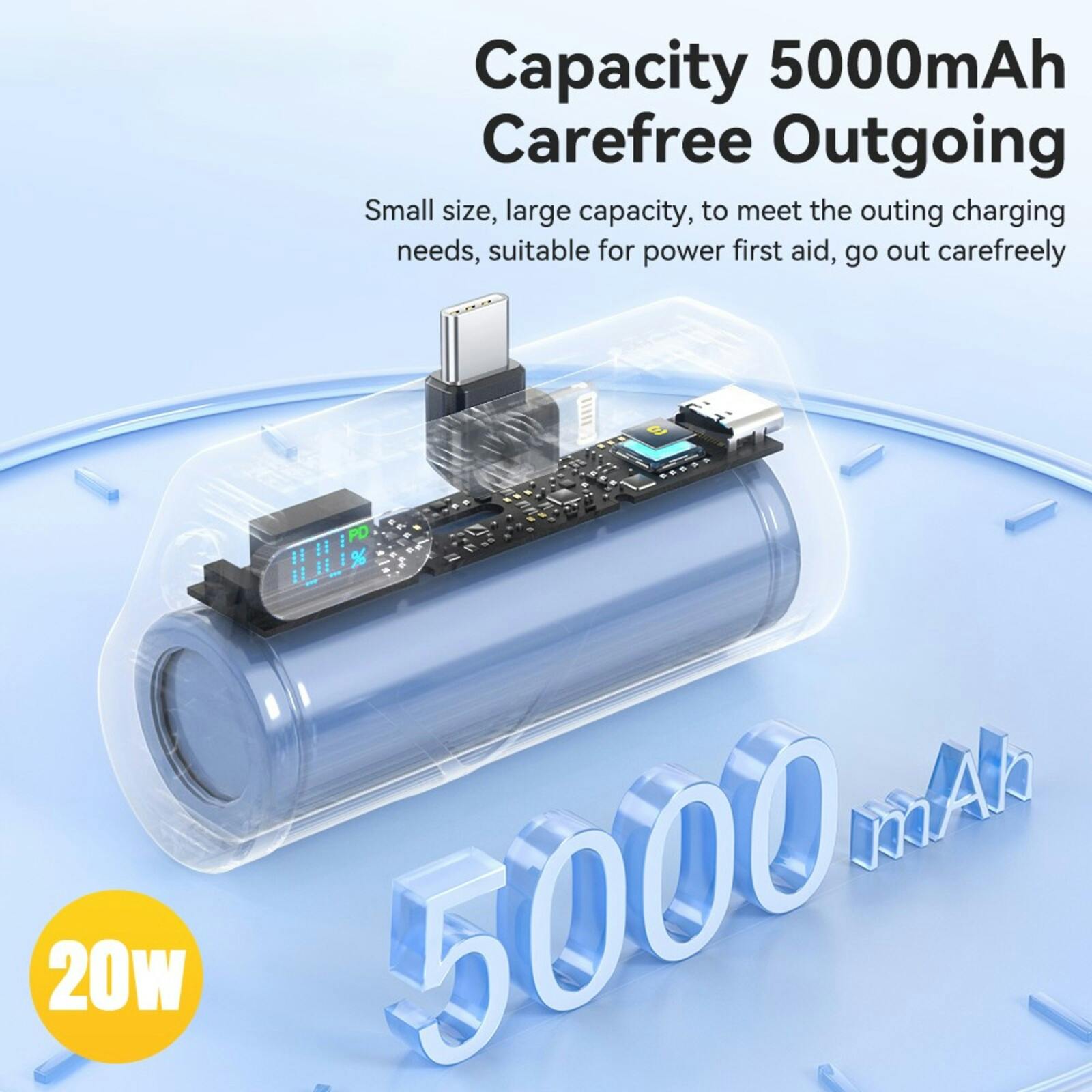 Essager 20W Universele Click-On Powerbank Wit 5000 mAh