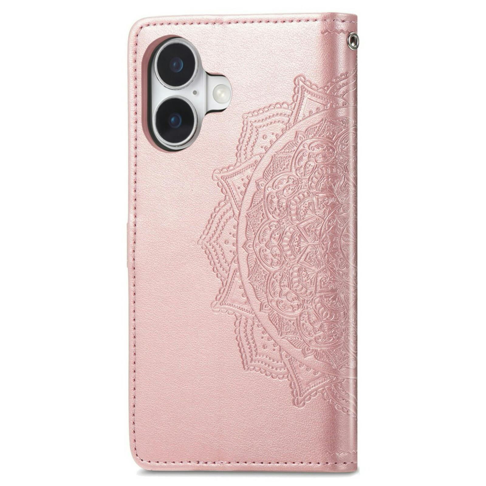 Comfycase iPhone 16 Mandala Booklet Hoesje Roségoud