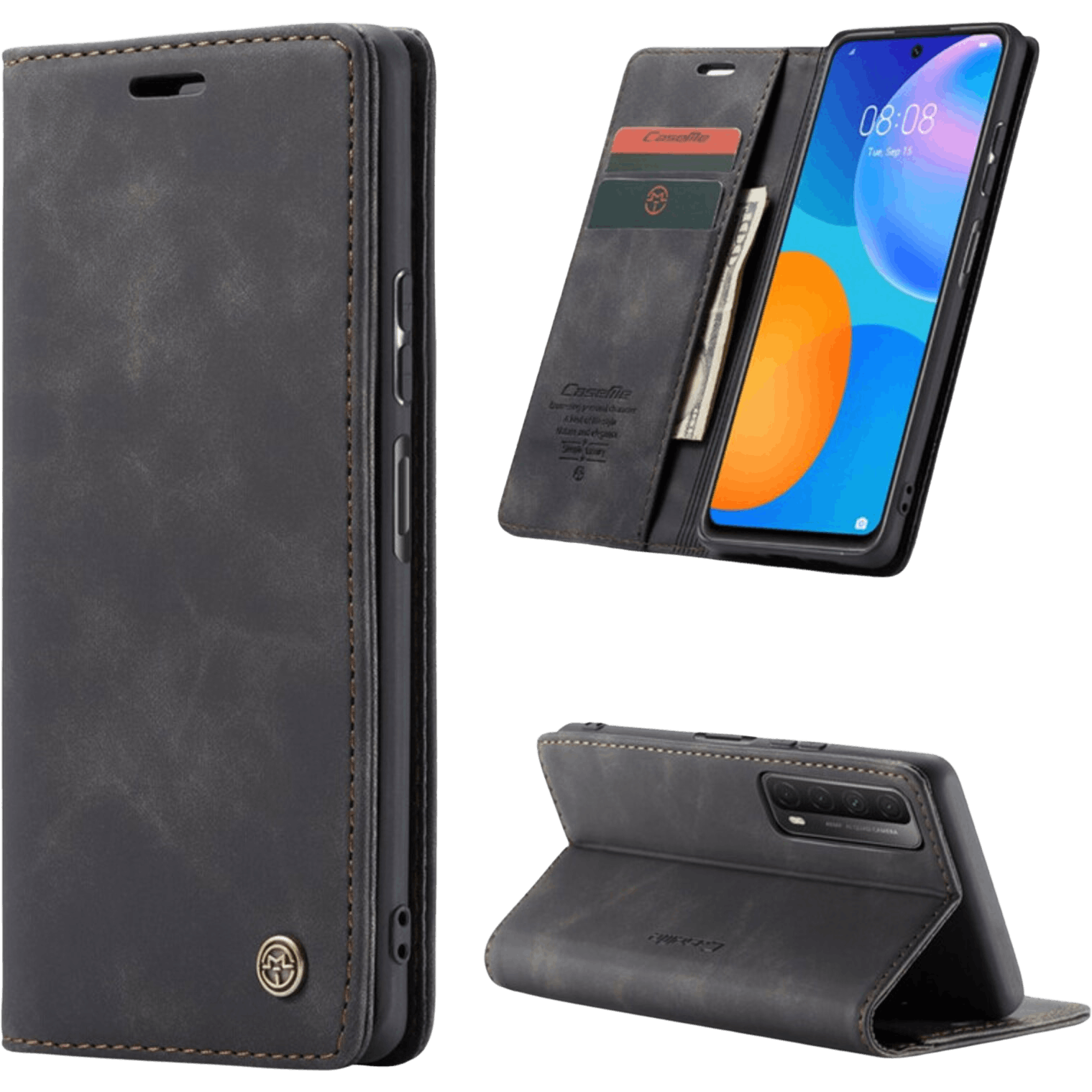 Caseme Huawei P Smart 2021 Business Wallet Bookcase Hoesje Zwart