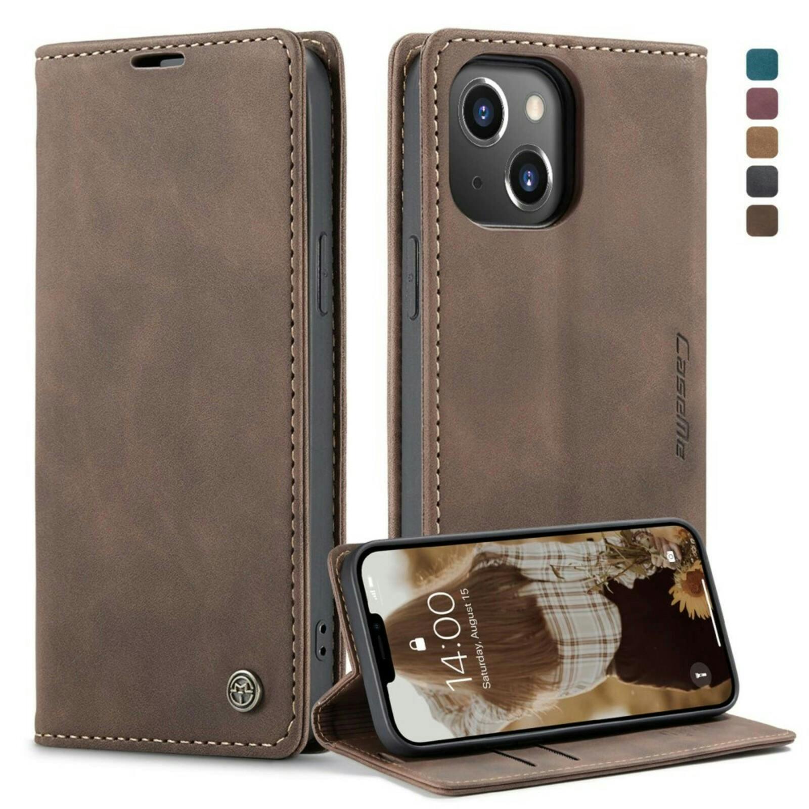 Caseme iPhone 13 Business Wallet Bookcase Hoesje Donkerbruin