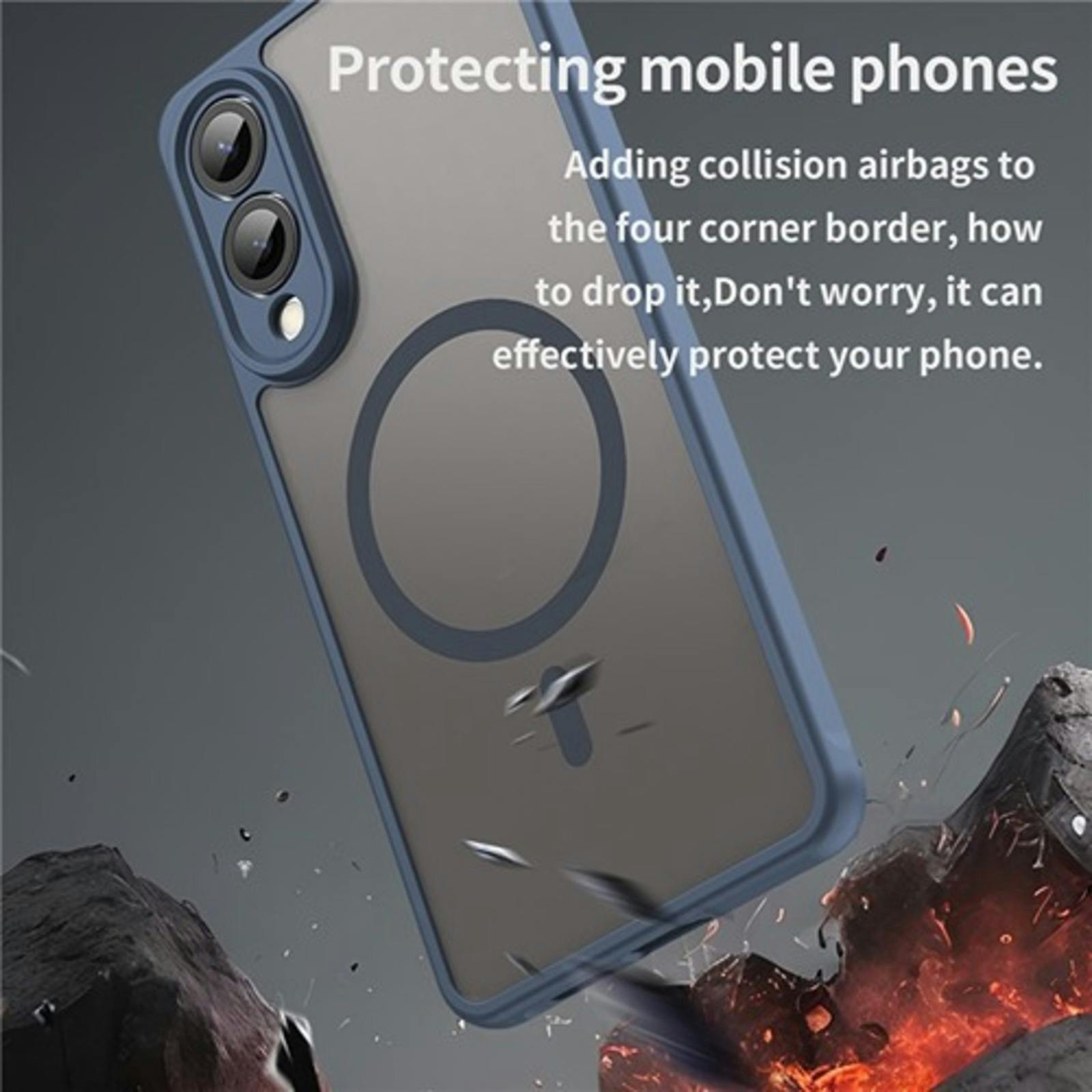 CaseBody Samsung S25 Edge Slim Anti-Shock MagSafe Hoesje Blauw