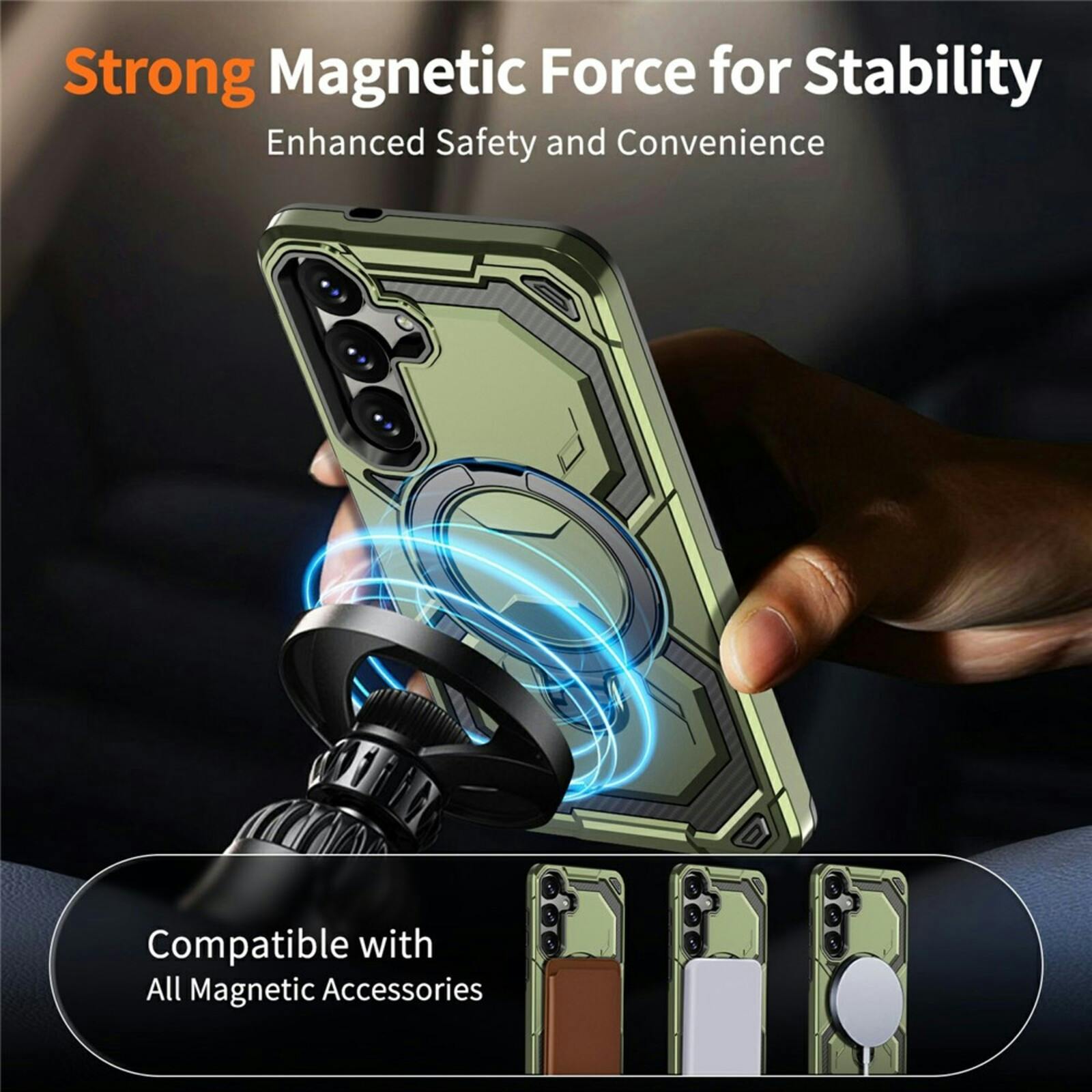 CaseBody Samsung Galaxy S26 Plus Magnetic Kickstand Ring Hoesje Groen