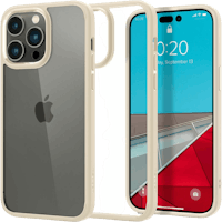 Spigen iPhone 14 Pro Max Doorzichtig Hard Hoesje Beige - Voorkant & achterkant