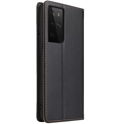 Fierre Shann Samsung Galaxy S21 Ultra Slim Wallet Hoesje Zwart