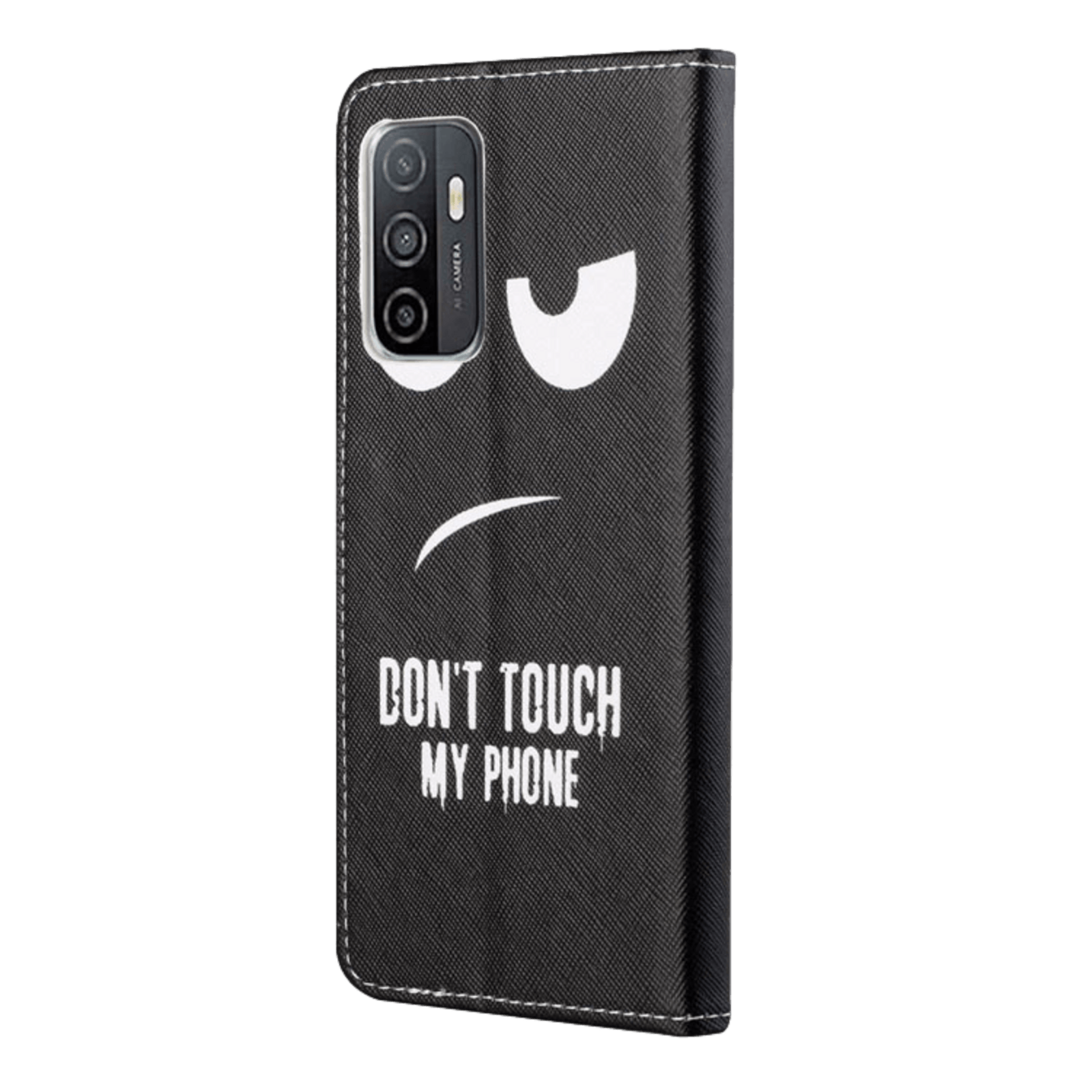 Mocaa Samsung Galaxy A53 Don't Touch My Bookcase Telefoonhoesje Zwart