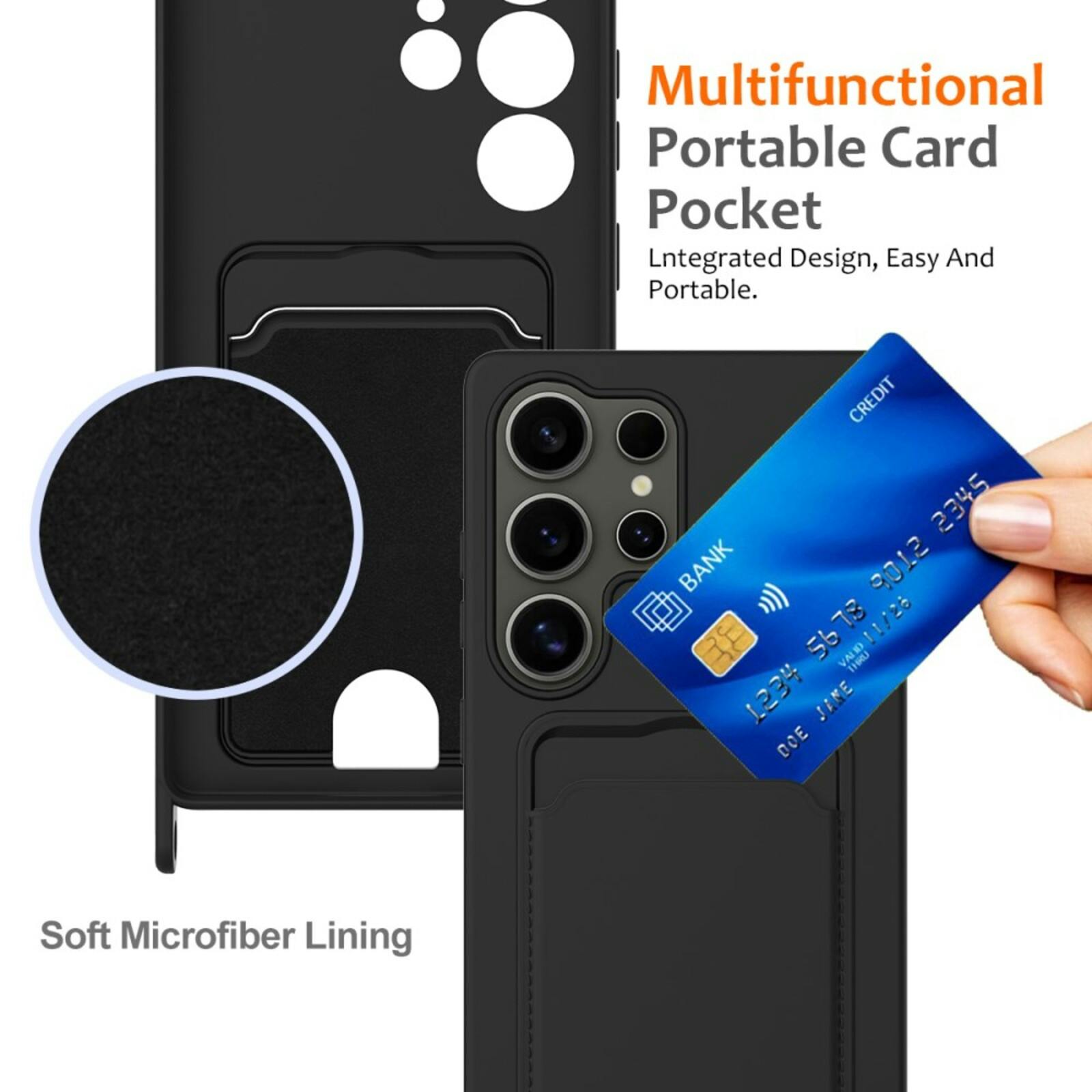 CaseBody Samsung S25 Ultra Koordhoesje met Kaarthouder Zwart