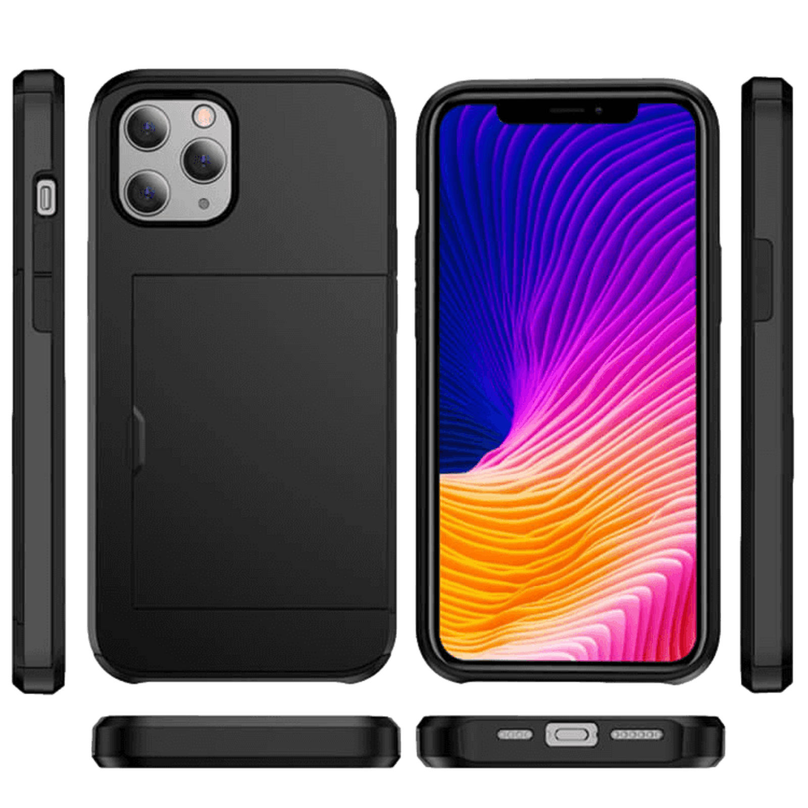 Slide Case iPhone 13 Pro Hoesje met Pashouder Zwart