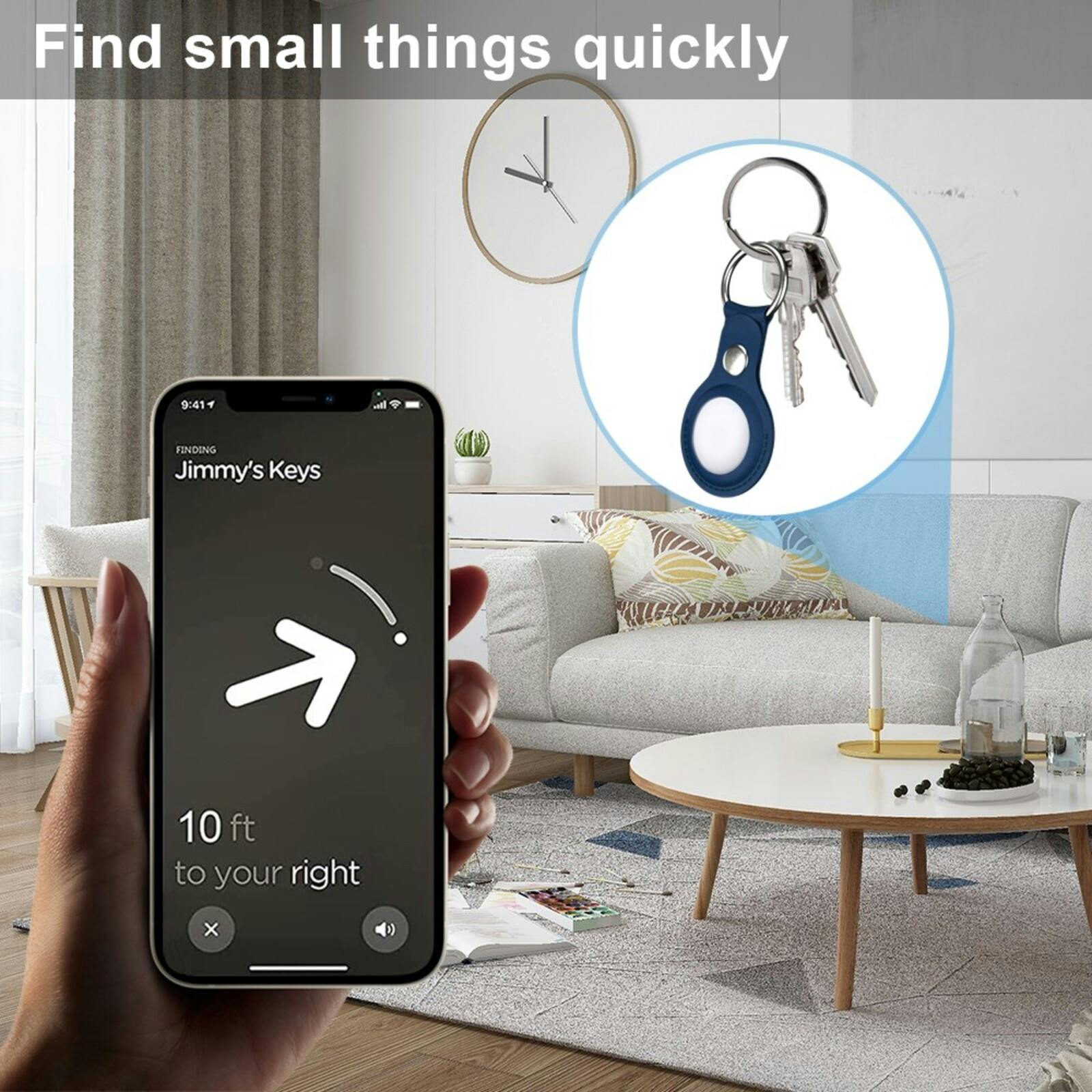 Comfycase AirTag Lederen Sleutelhanger Blauw